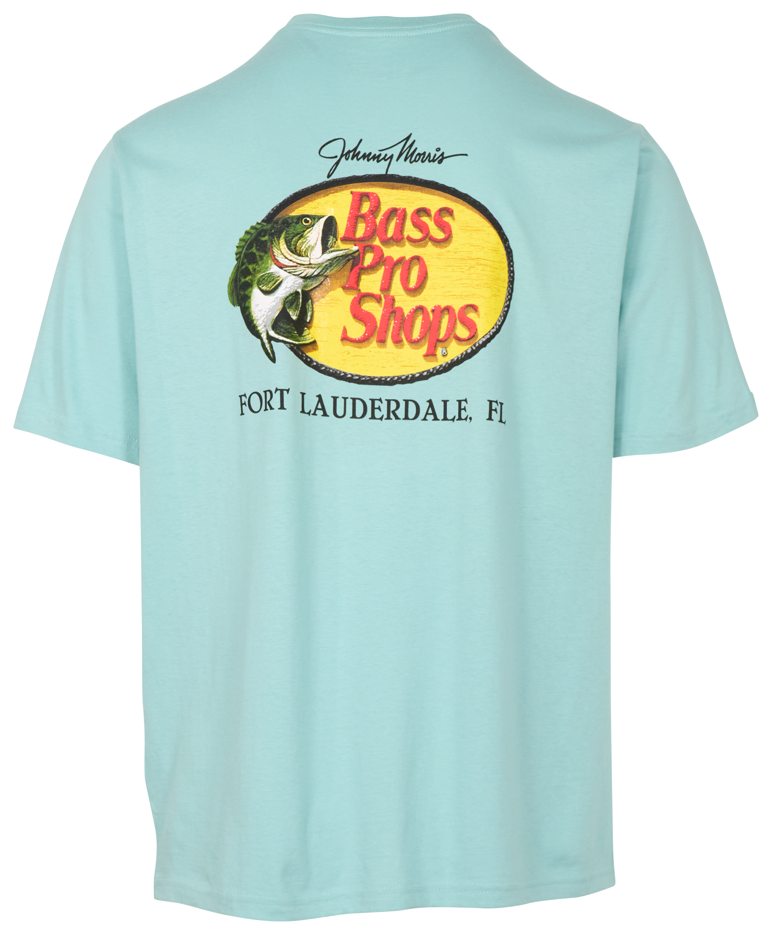 Image of Bass Pro Shops Fort Lauderdale Woodcut Logo Short-Sleeve T-Shirt for Men - Blue
