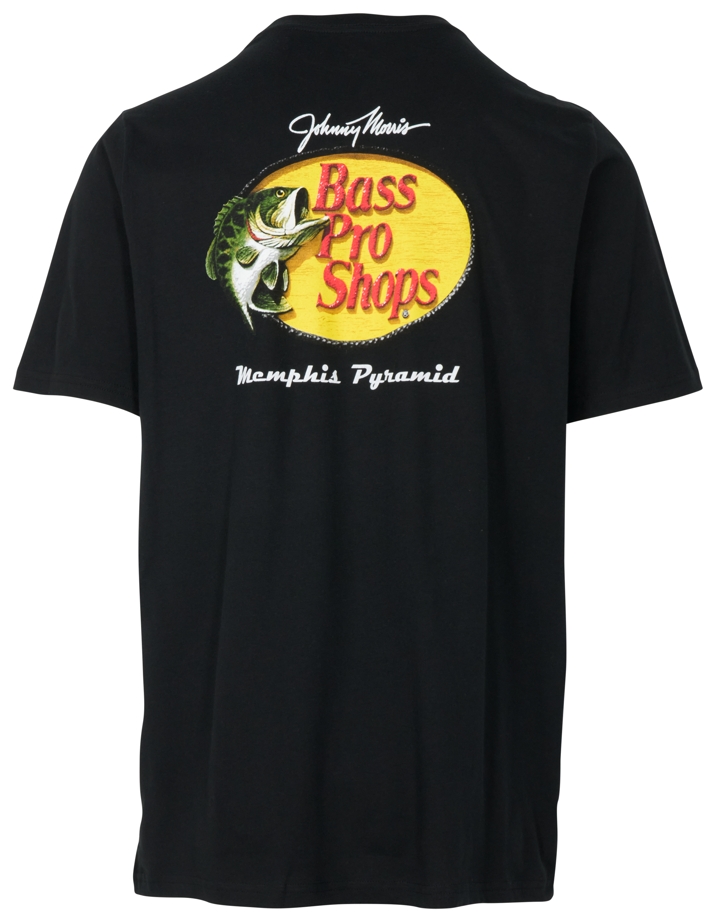 Image of Bass Pro Shops Memphis Pyramid Woodcut Logo Short-Sleeve T-Shirt for Men - Black - L