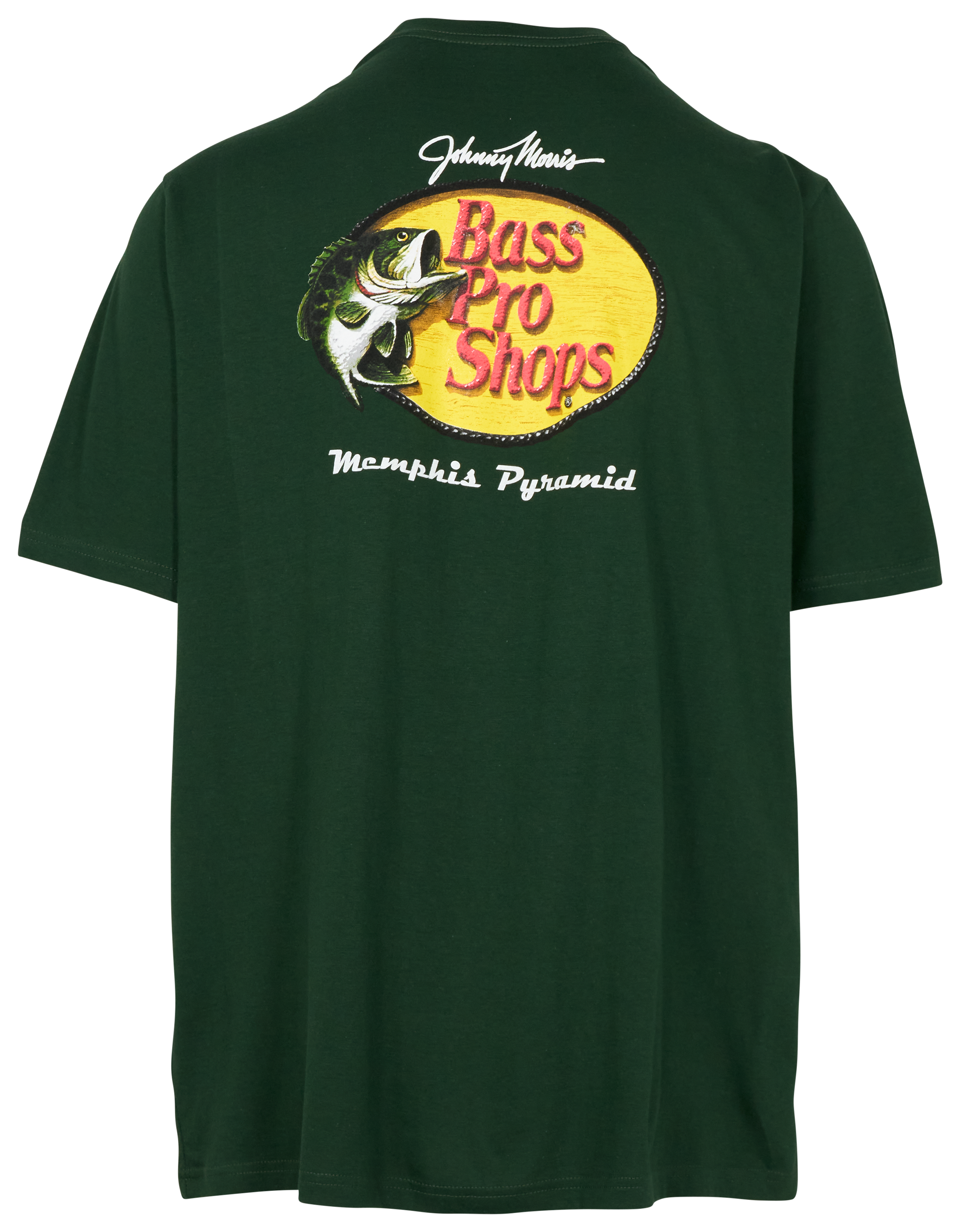 Image of Bass Pro Shops Memphis Pyramid Woodcut Logo Short-Sleeve T-Shirt for Men - Green