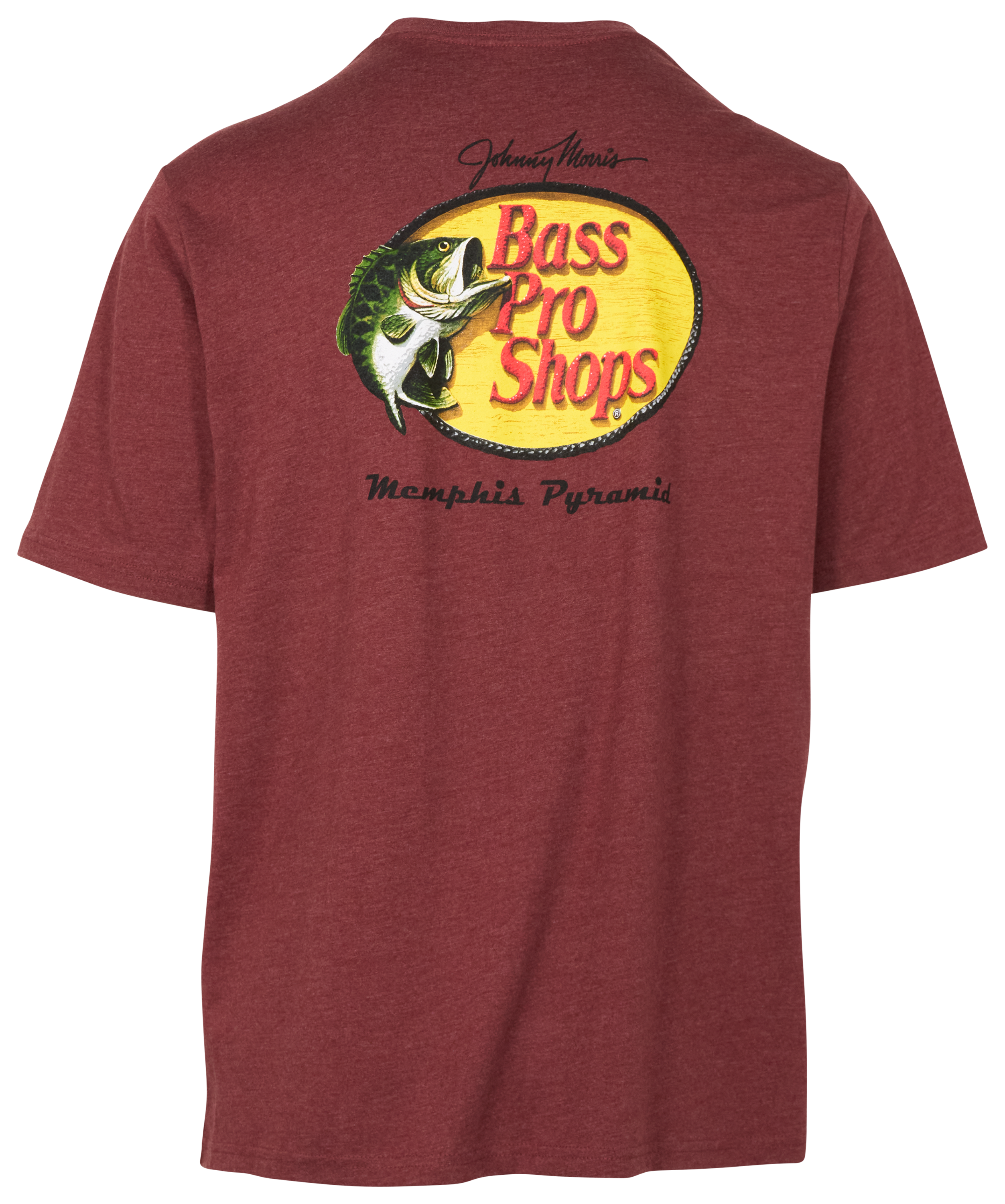 Image of Bass Pro Shops Memphis Pyramid Woodcut Logo Short-Sleeve T-Shirt for Men - Red