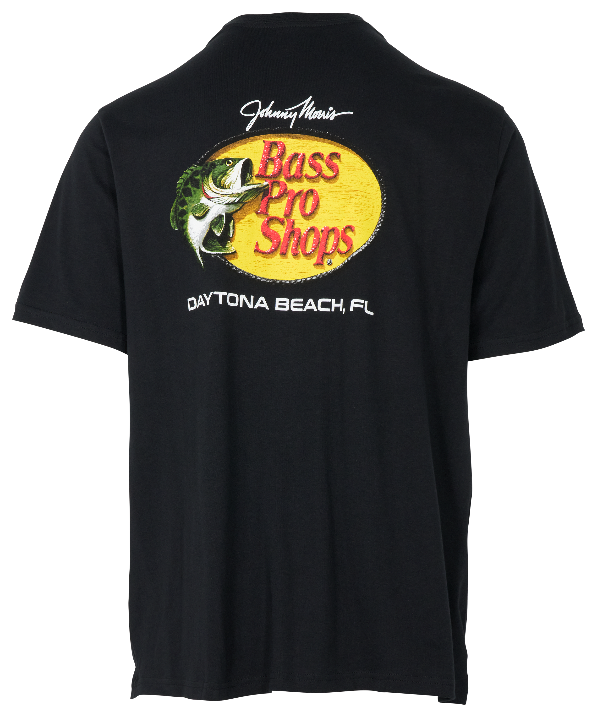 Image of Bass Pro Shops Daytona Beach Woodcut Logo Short-Sleeve T-Shirt for Men - Black - M