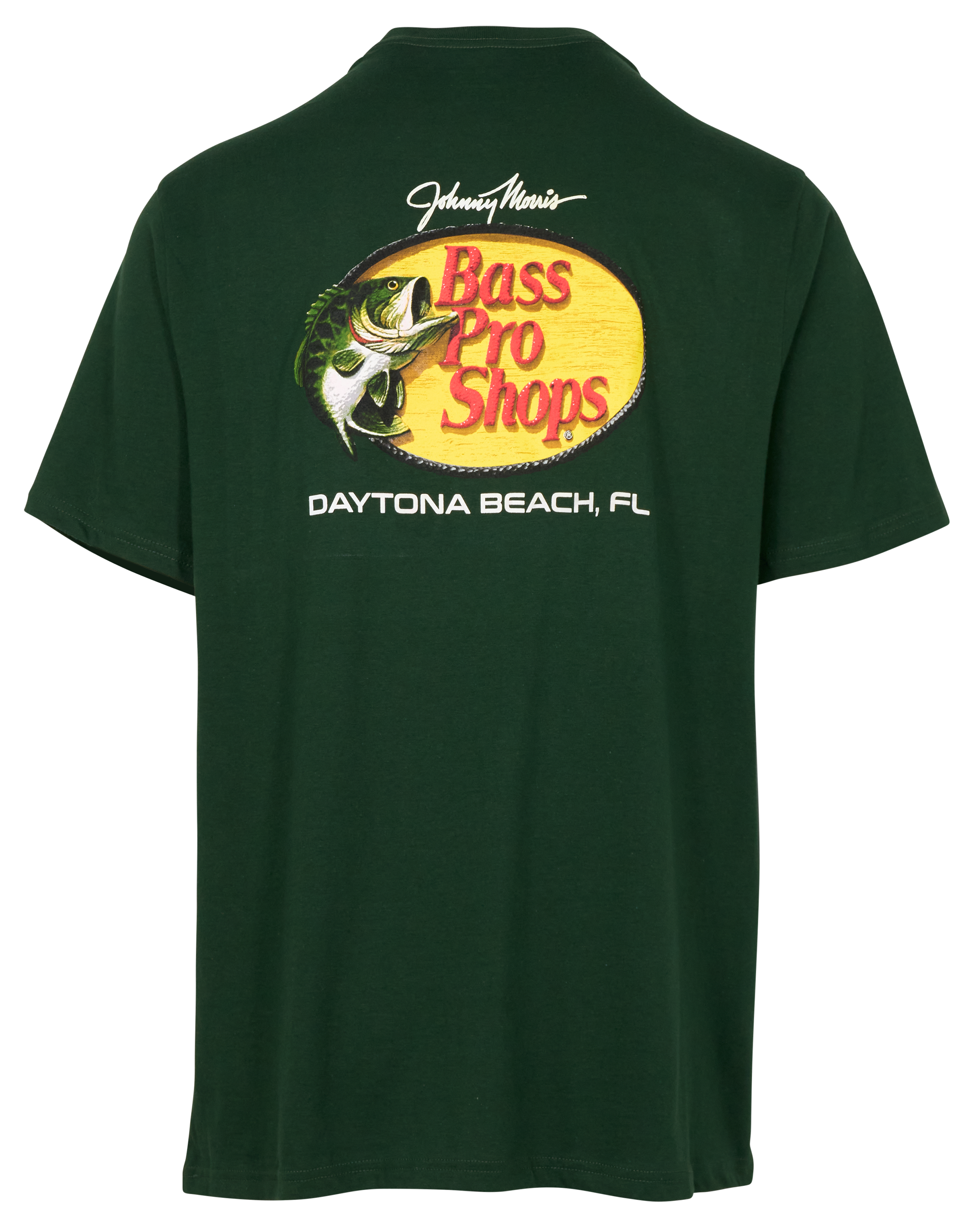 Image of Bass Pro Shops Daytona Beach Woodcut Logo Short-Sleeve T-Shirt for Men - Green