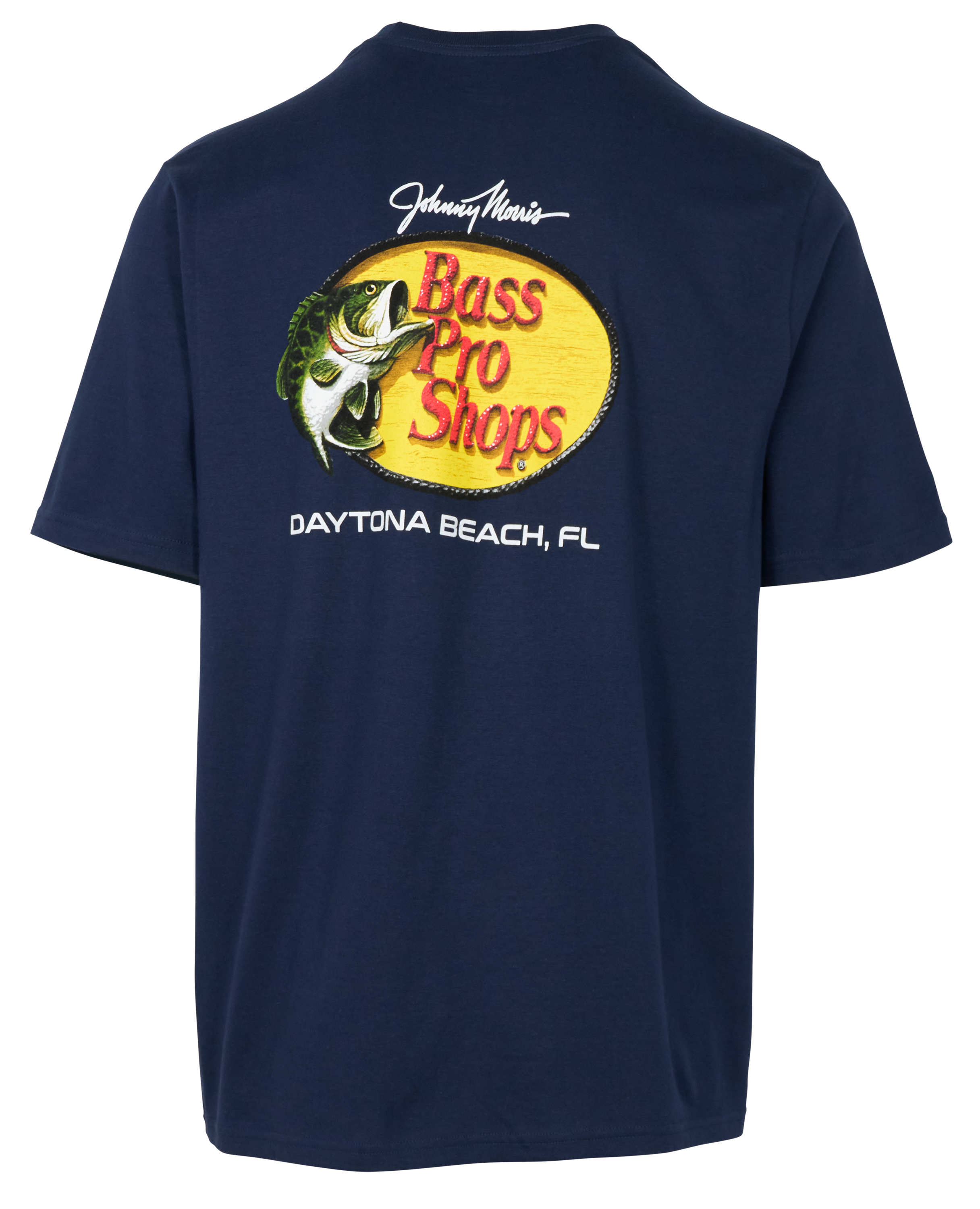 Image of Bass Pro Shops Daytona Beach Woodcut Logo Short-Sleeve T-Shirt for Men - Blue