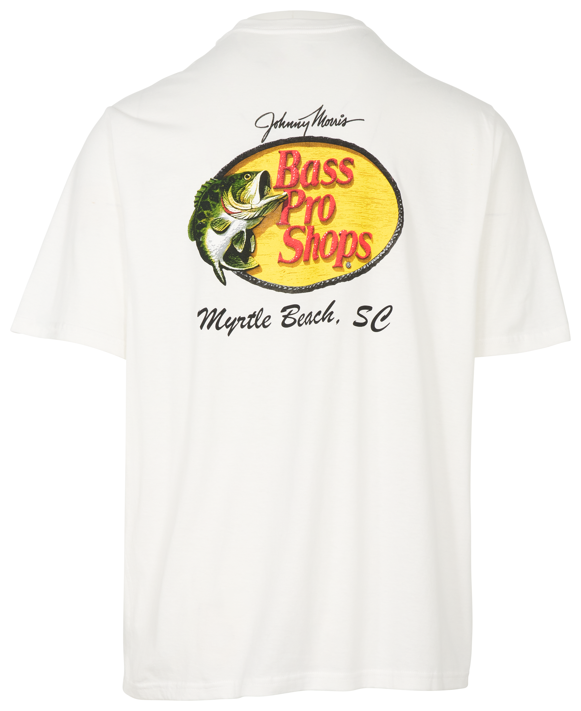 Image of Bass Pro Shops Myrtle Beach Woodcut Logo Short-Sleeve T-Shirt for Men - White