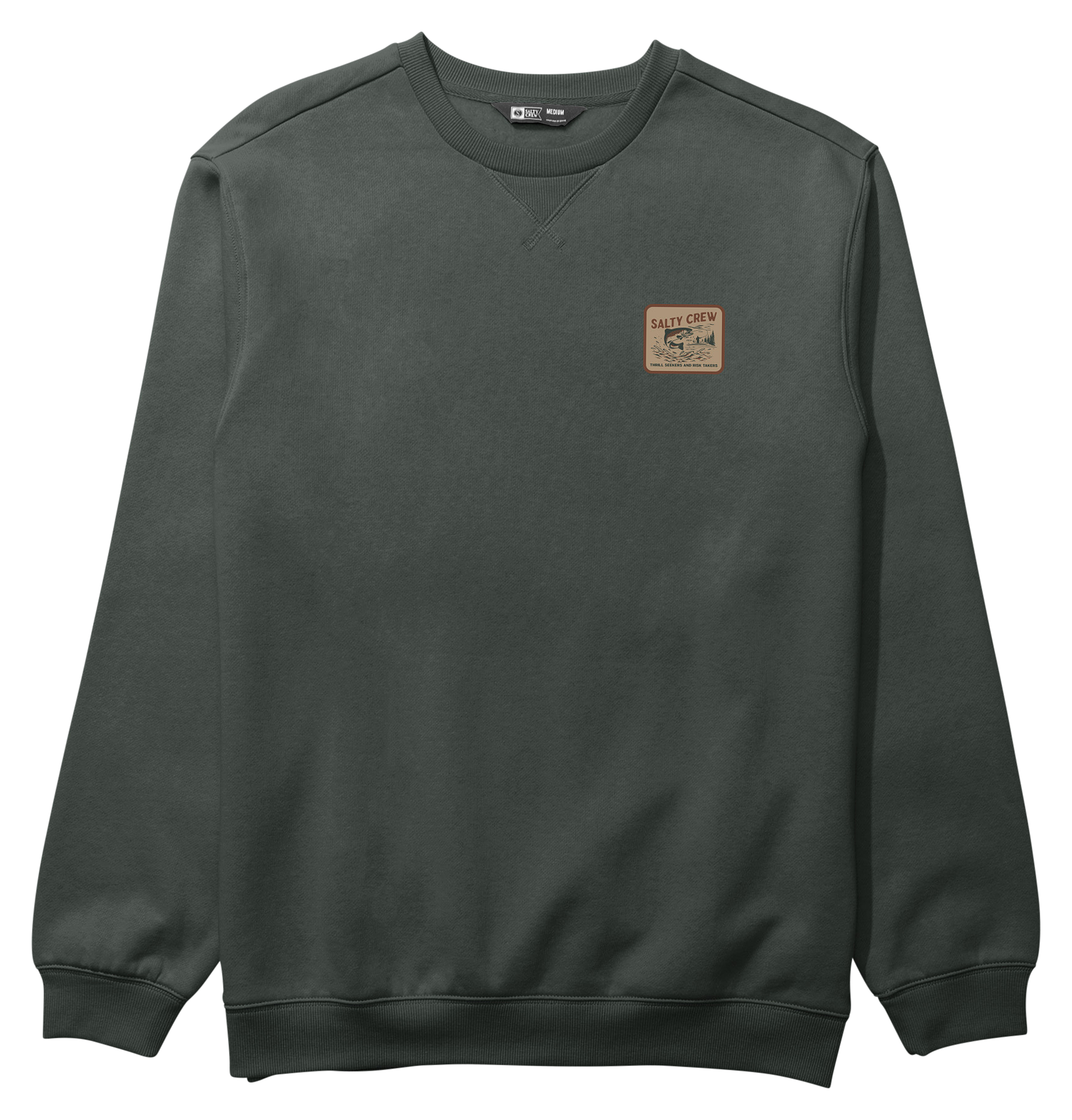 Image of Salty Crew Crafted Crew-Neck Long-Sleeve Fleece Pullover for Men