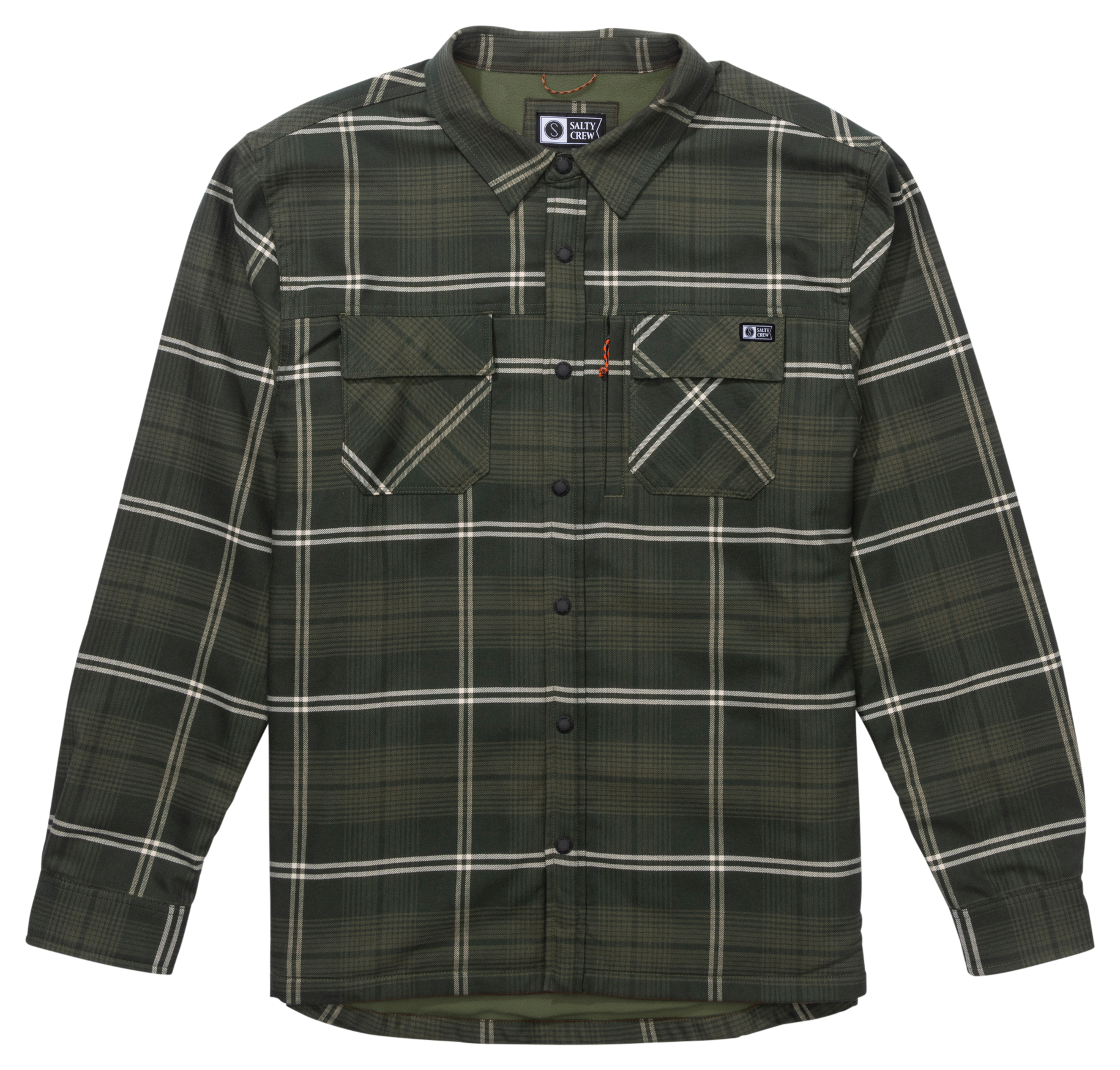 Image of Salty Crew Fathom Tech Snap-Front Shacket for Men - Green - S