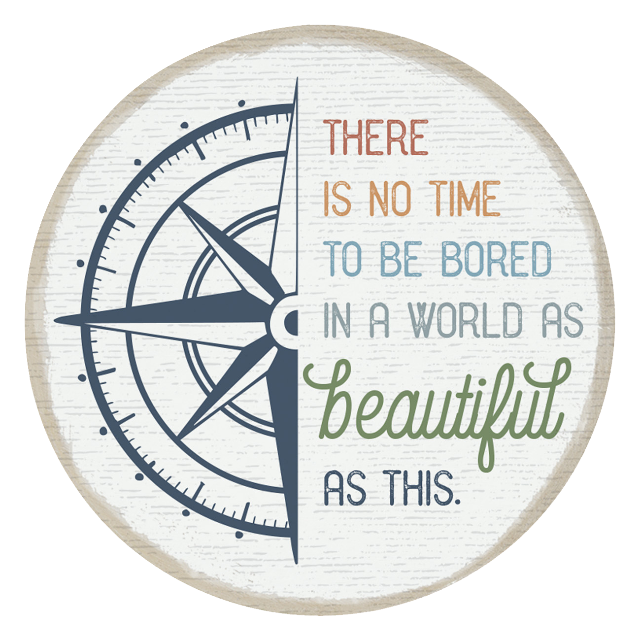 Sincere Surroundings World Beautiful Compass Round Magnet                                                                       