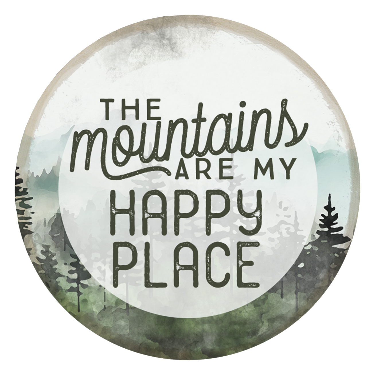 Image of Sincere Surroundings Mountains Happy Scene Round Magnet