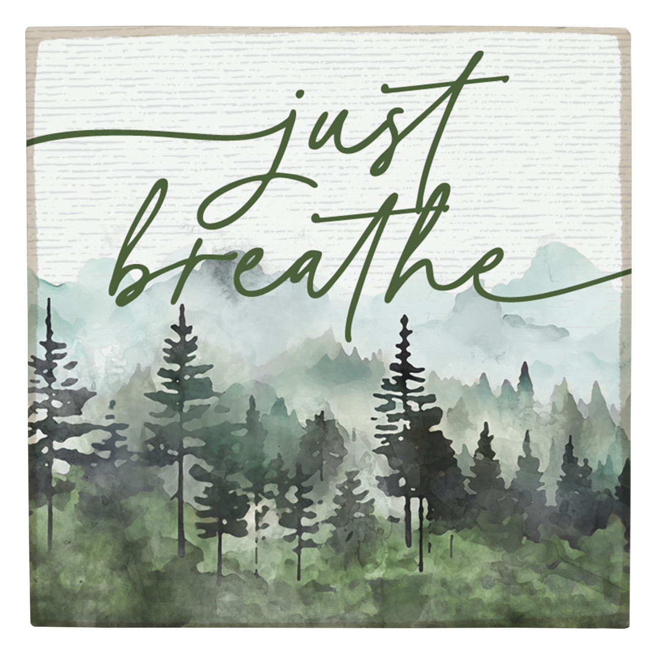 Sincere Surroundings Just Breathe Forest Square Magnet                                                                          