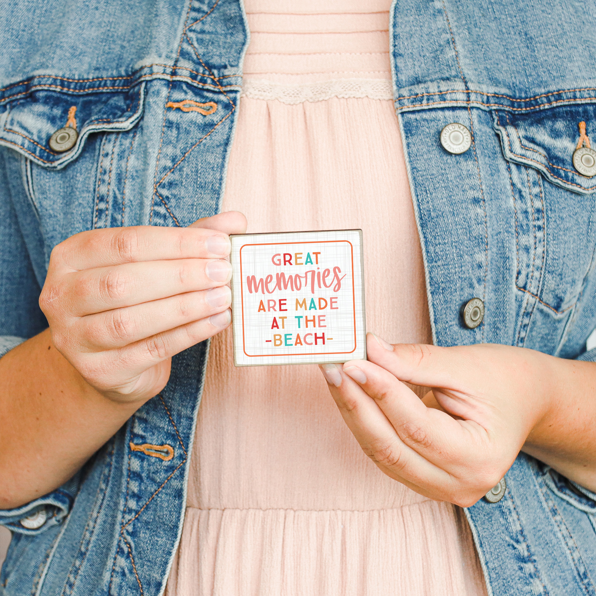 Image of Sincere Surroundings Great Memories Beach Square Magnet