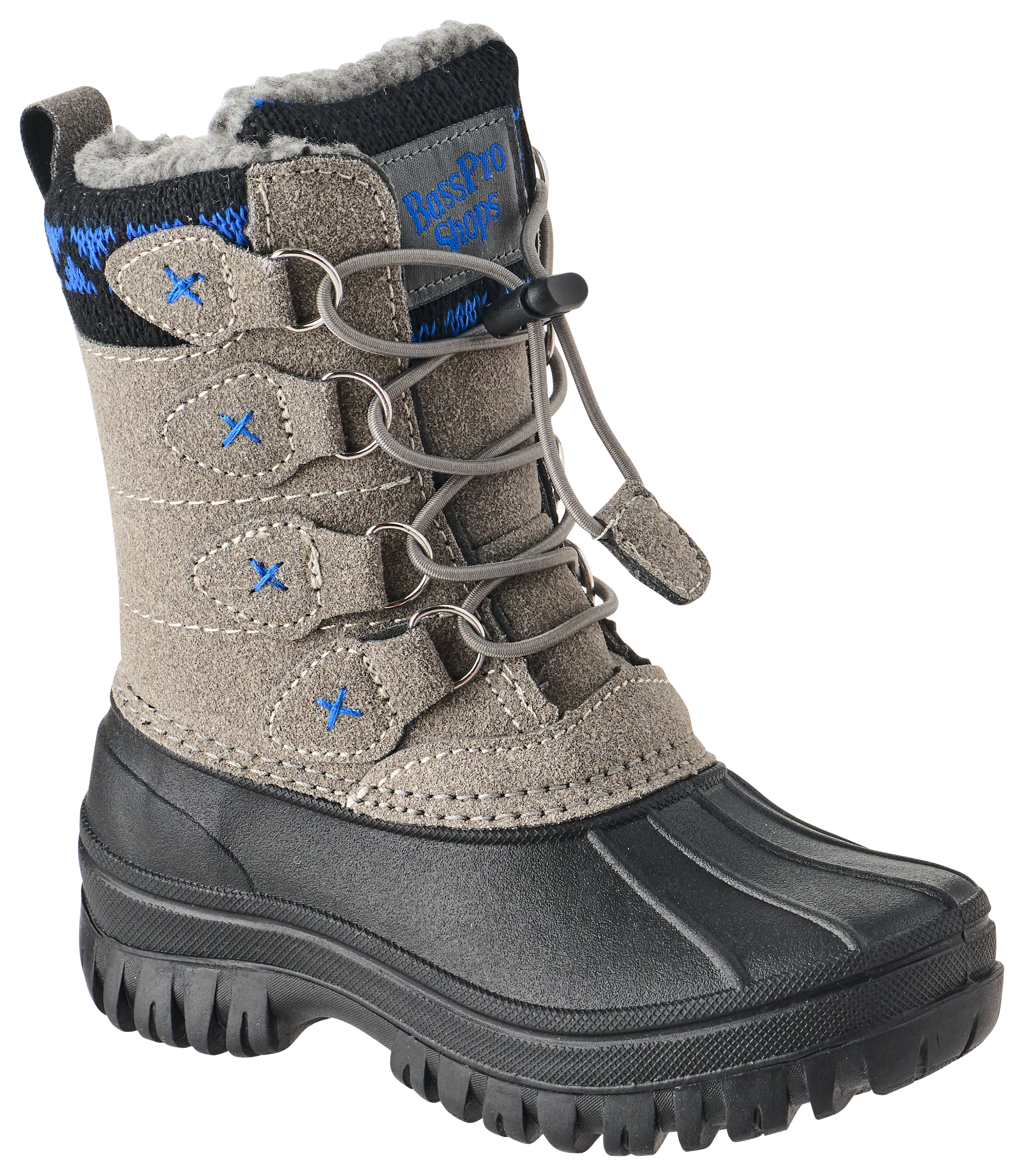 Image of Bass Pro Shops Lucerne Insulated Pac Boots for Boys - Grey/Blue - 13
