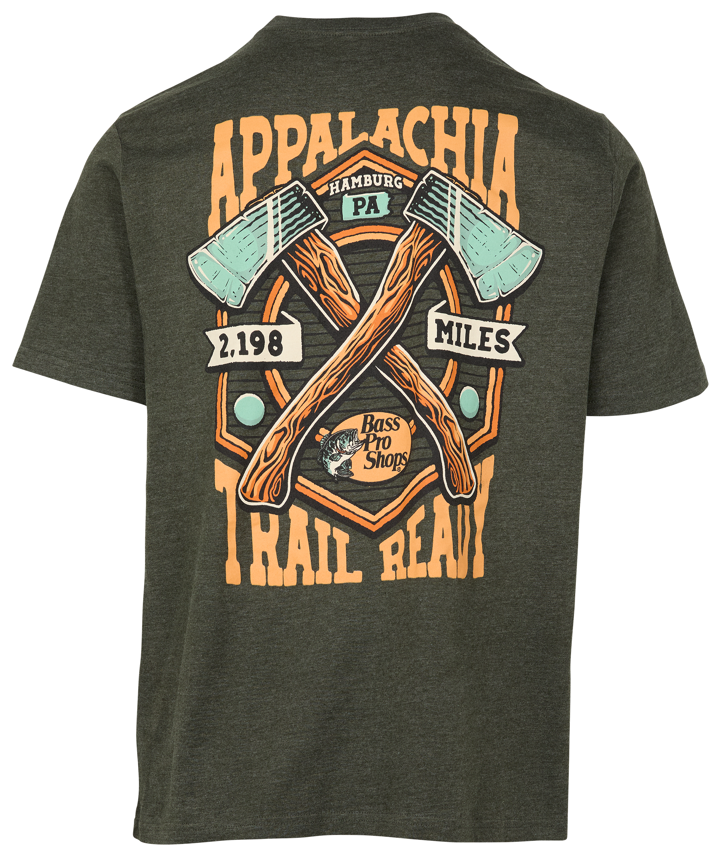 Image of Bass Pro Shops Appalachia Trail Ready Hatchet Short-Sleeve T-Shirt for Men - Heather Olive