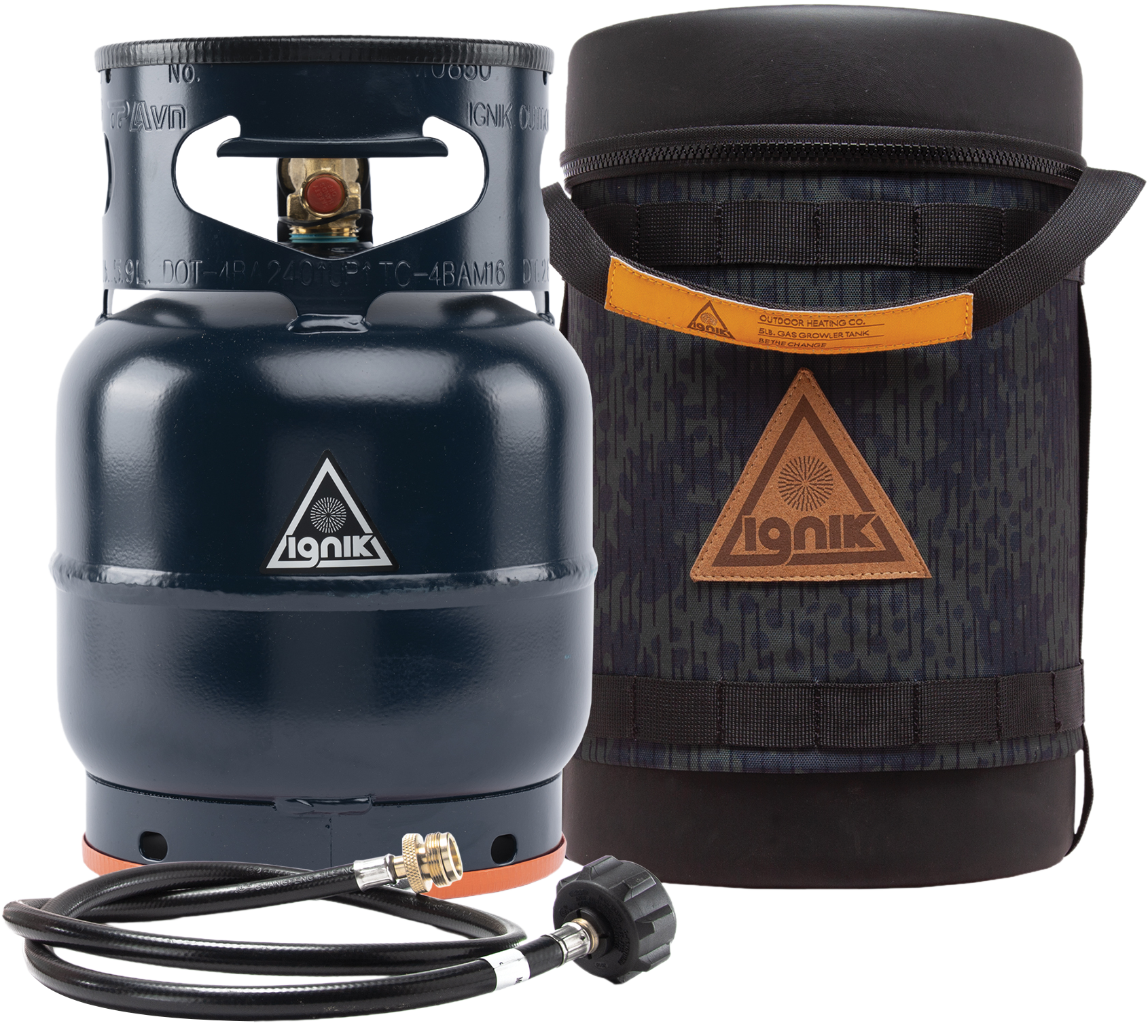 Image of Ignik Gas Growler Deluxe Refillable Propane Tank Kit with Adaptor - Black/Arctic Camo
