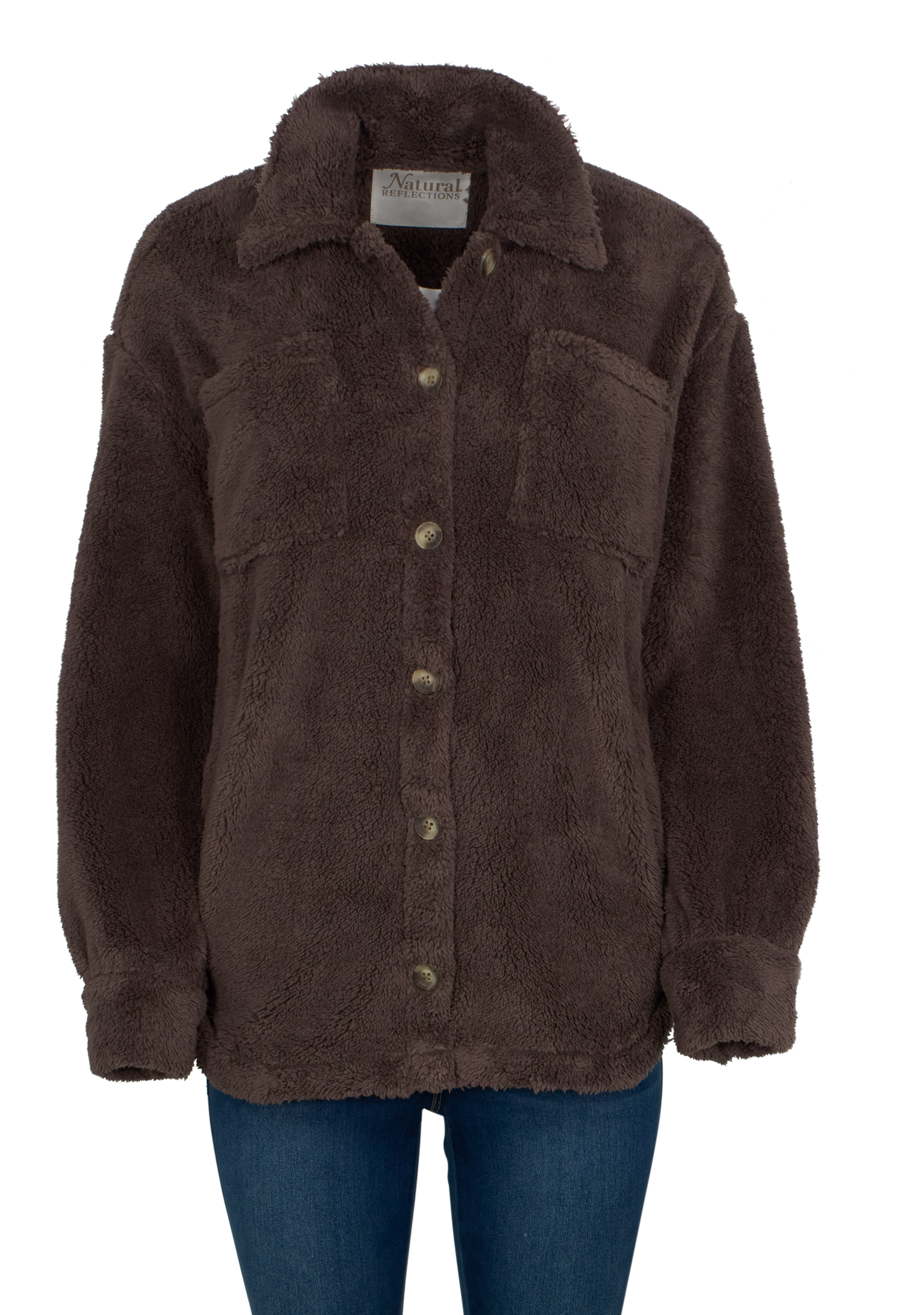 Image of Natural Reflections Sherpa Shirt Jacket - Plum Truffle - M