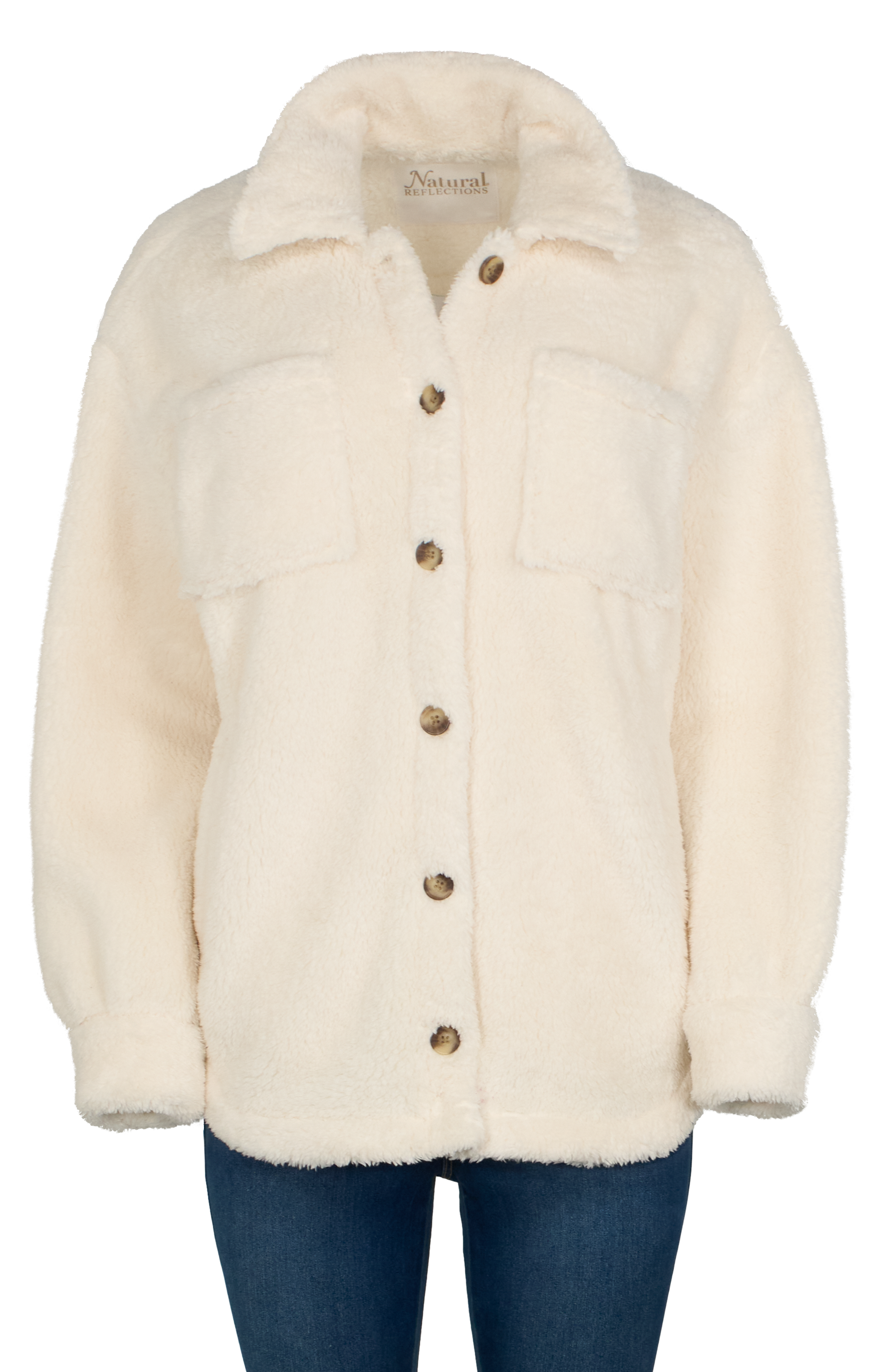 Image of Natural Reflections Sherpa Shirt Jacket - Egret - XL