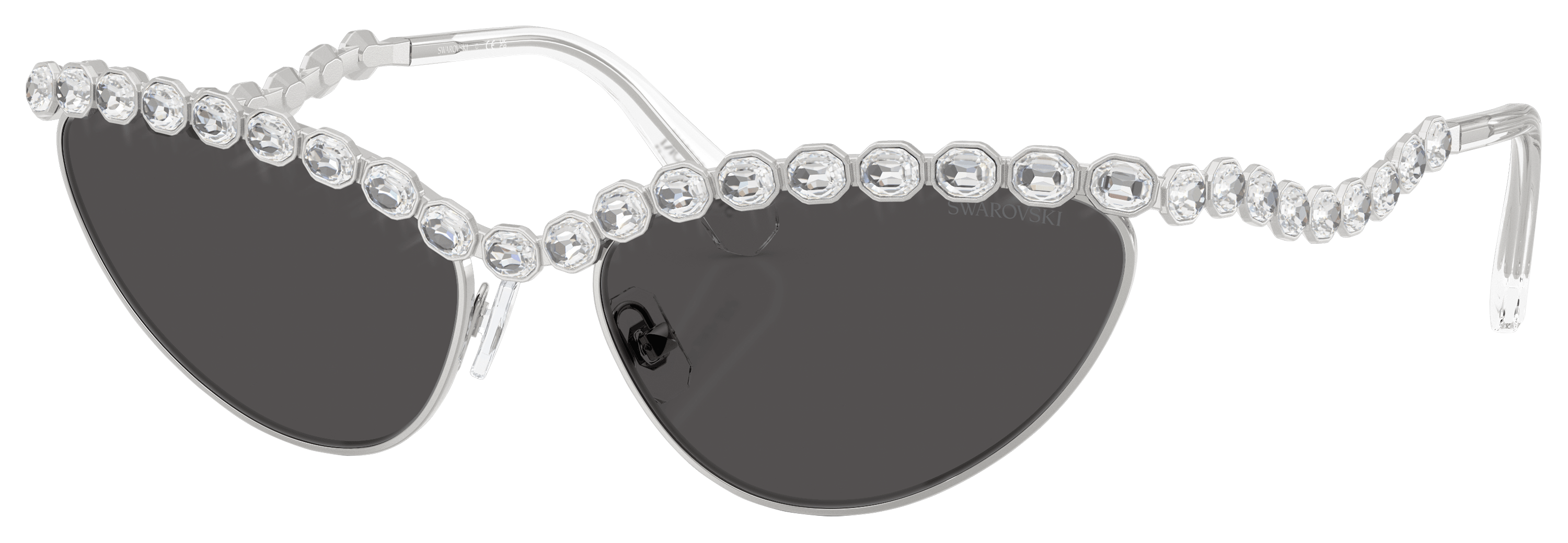 Image of Swarovski SK7030 Sunglasses for Ladies - Silver/Dark Gray
