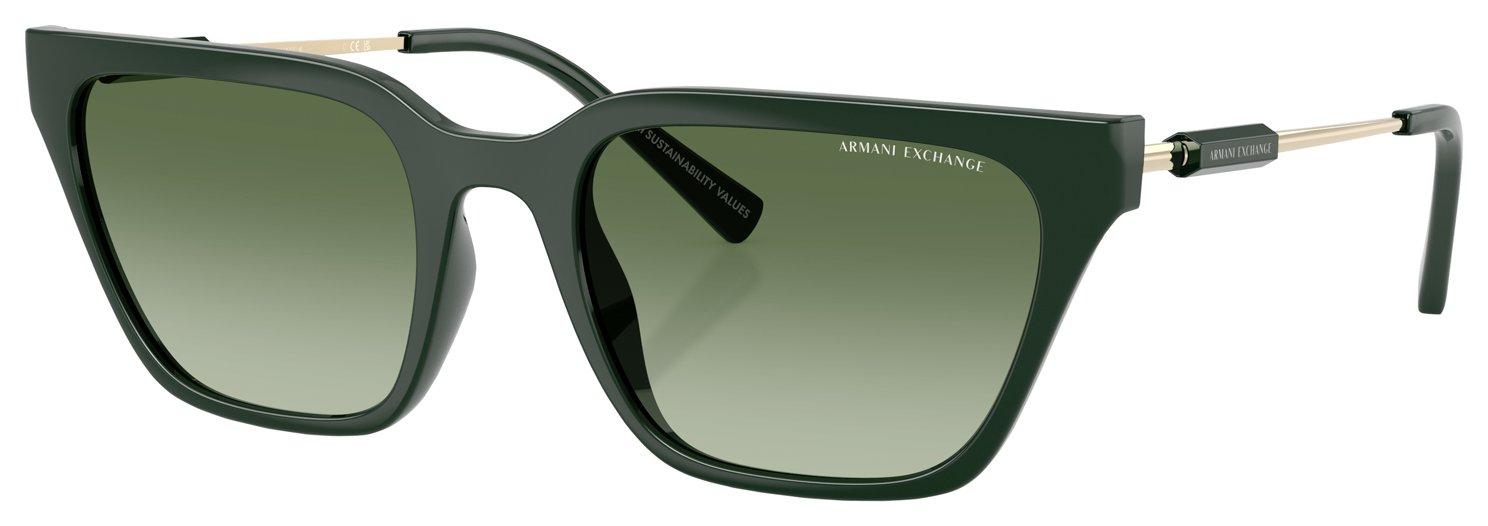Image of Armani Exchange AX4158S Sunglasses for Ladies - Green Gradient/Shiny Green