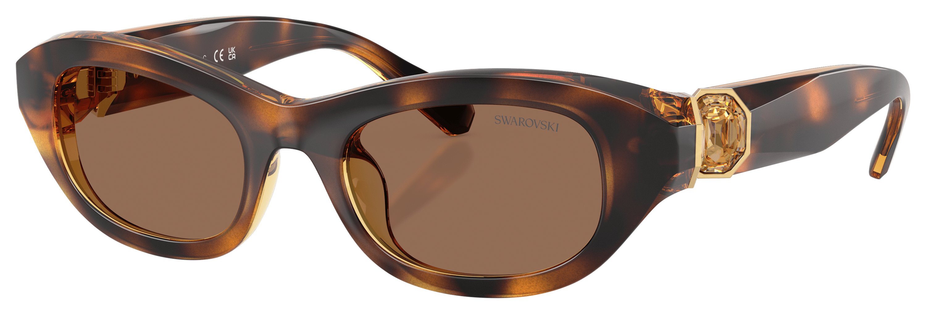 Image of Swarovski SK6036U Sunglasses for Ladies - Havana/Dark Brown - X-Small