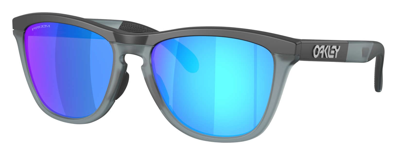 Image of Oakley Frogskins Range OO9284 Prizm Grey Mirror Sunglasses - Matte Black/Crystal Black/Prizm Sapphire Mirror - Large