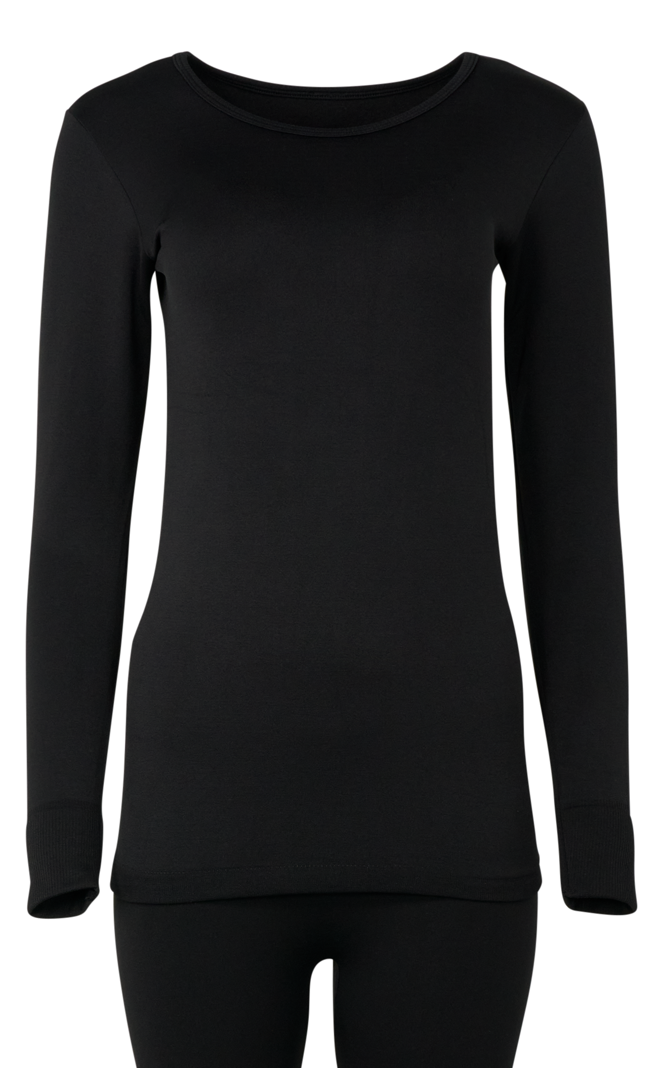 Image of Natural Reflections Plush Crew-Neck Fleece Long-Sleeve Sweatshirt - Black - M