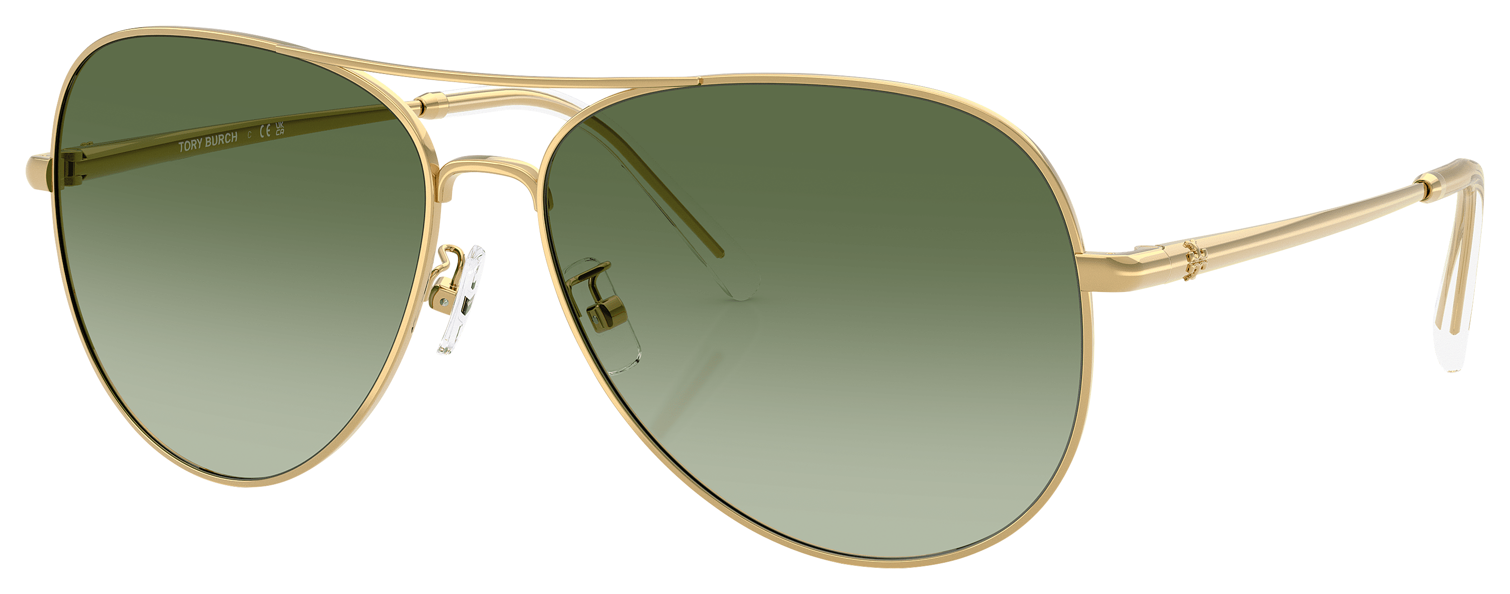 Image of Tory Burch TY6114 Sunglasses for Ladies - Green Gradient/Yellow Gold