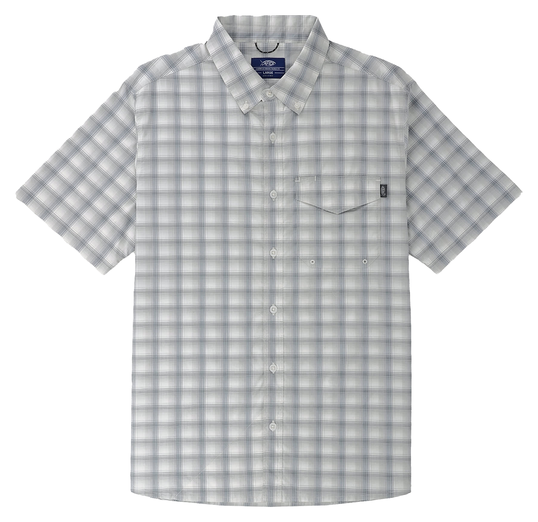Image of AFTCO Portside Tech Vented Short-Sleeve Fishing Shirt for Men - Oyster Gray - 2X