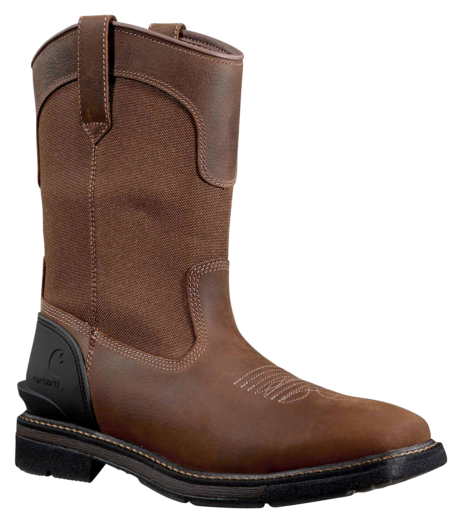 Image of Carhartt Montana Square Steel-Toe Wellington Work Boots for Men - Brown/Brown - 10.5M