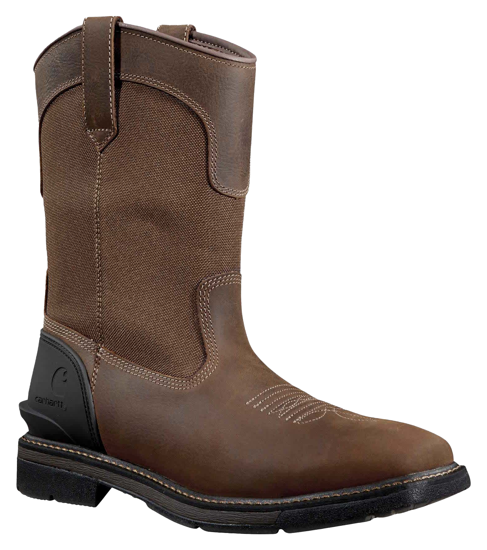 Image of Carhartt Montana Square Toe Wellington Work Boots for Men - Brown/Brown - 8.5M