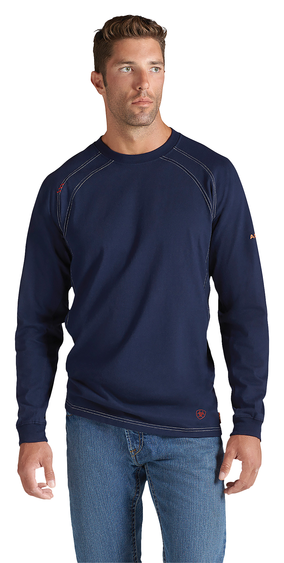 Image of Ariat FR Work Crew Long-Sleeve T-Shirt for Men - Navy