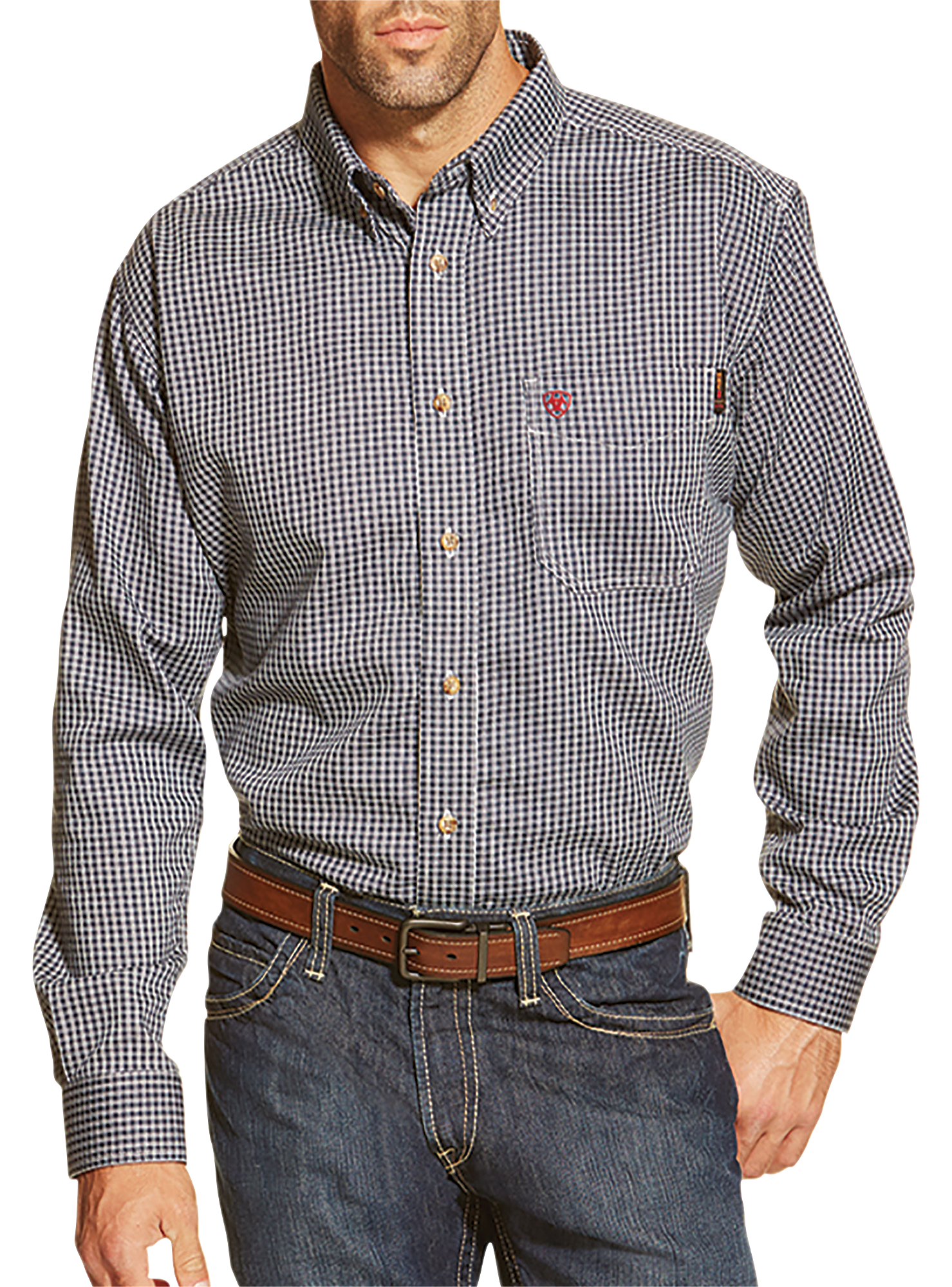 Image of Ariat FR Basic Work Long-Sleeve Shirt for Men - Blue Multi
