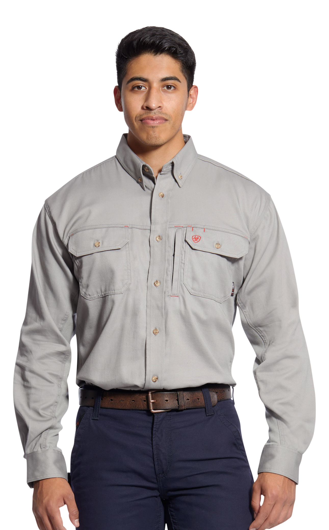 Image of Ariat FR Solid Vent Long-Sleeve Work Shirt for Men - Silver Fox