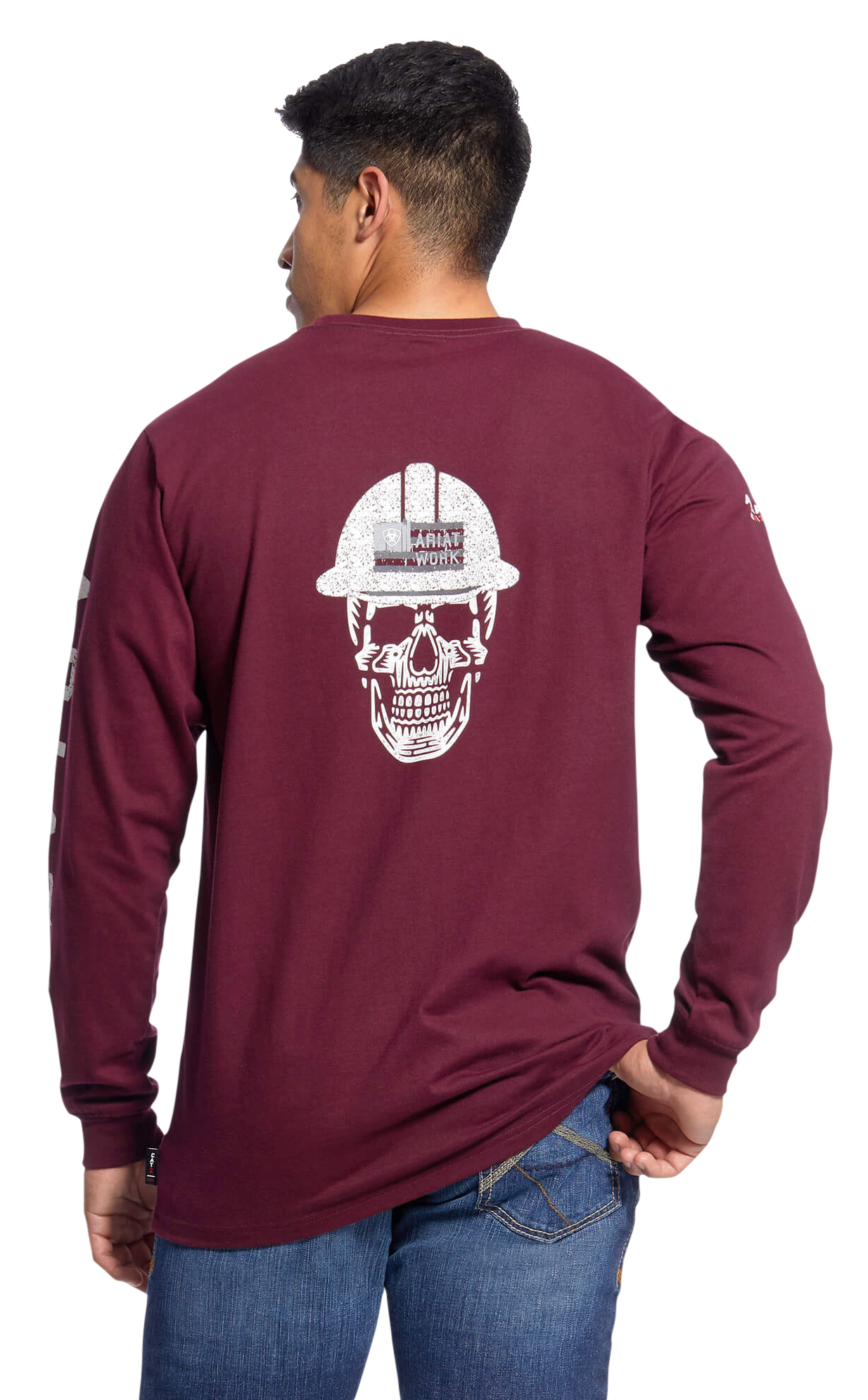 Image of Ariat FR Roughneck Skull Logo Long-Sleeve T-Shirt for Men - Malbec