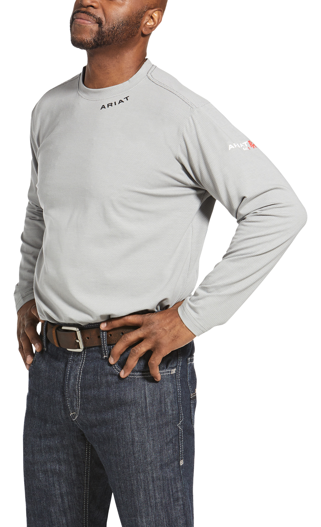 Image of Ariat FR Base-Layer Long-Sleeve T-Shirt for Men - Silver Fox - XL