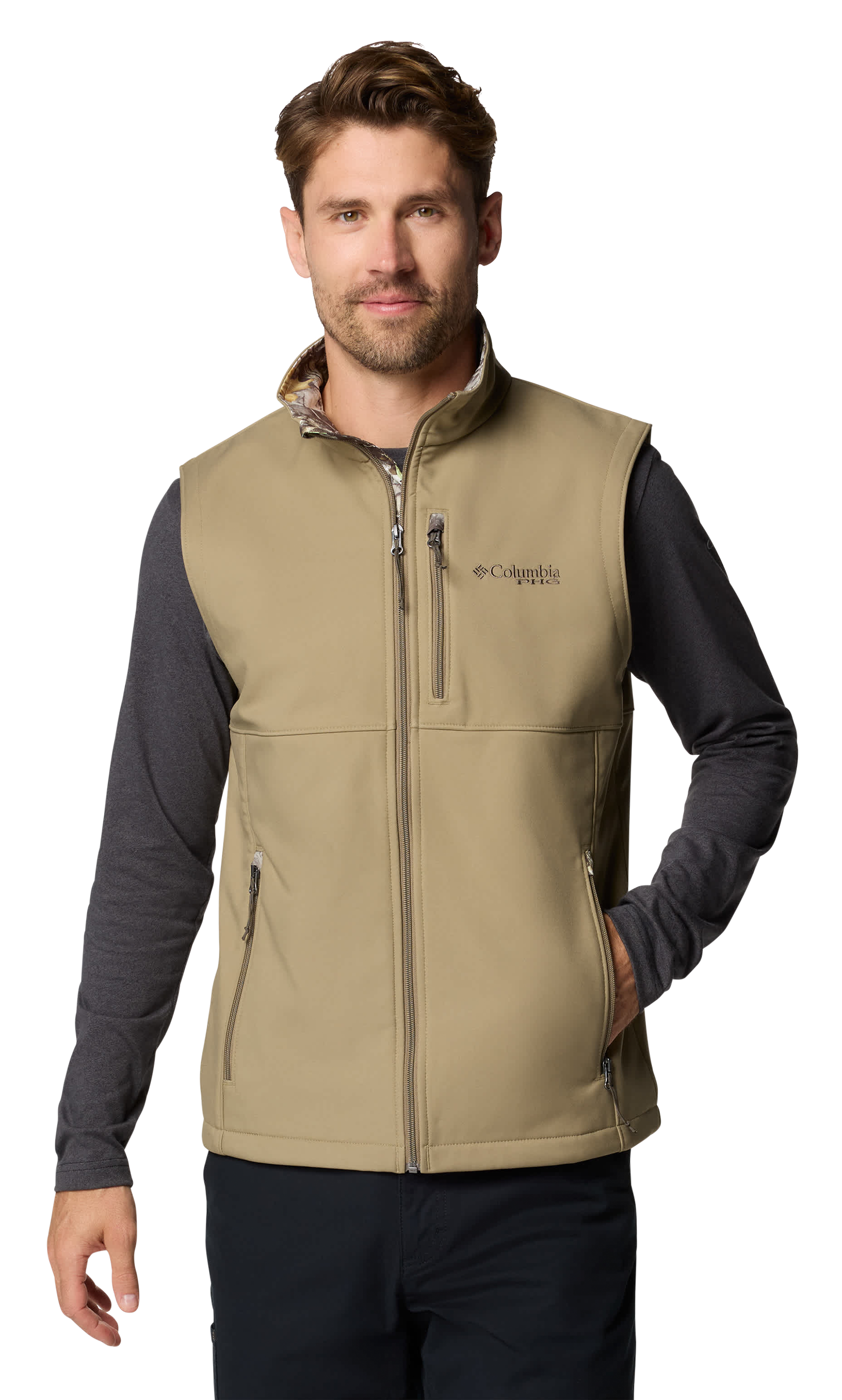 Image of Columbia PHG Ascender II Softshell Vest - Flax/Timberwoods Camo