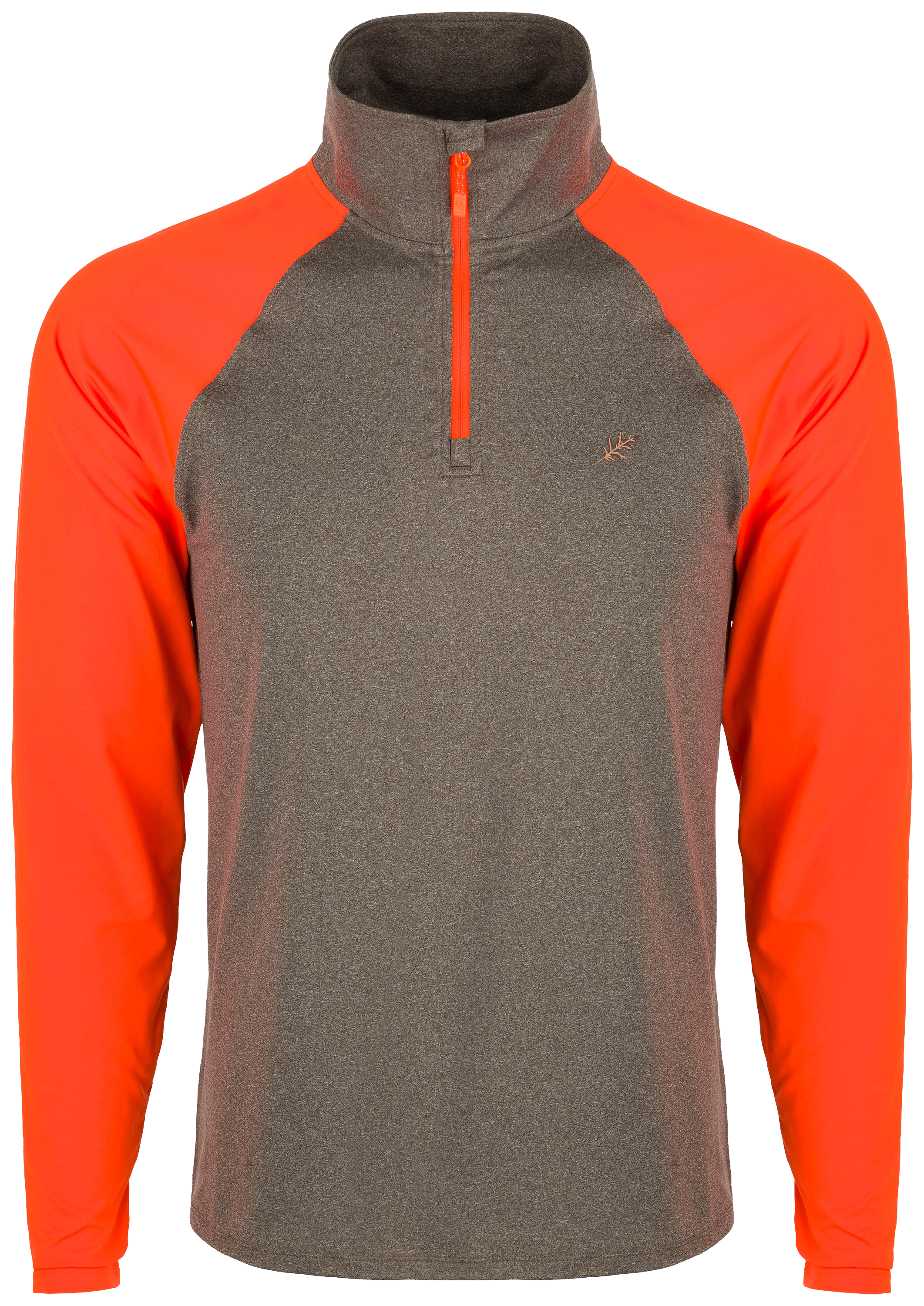 Image of Drake Waterfowl McAlister EST 1/4-Zip Performance Upland Shirt for Men - Blaze Orange/Brown - M