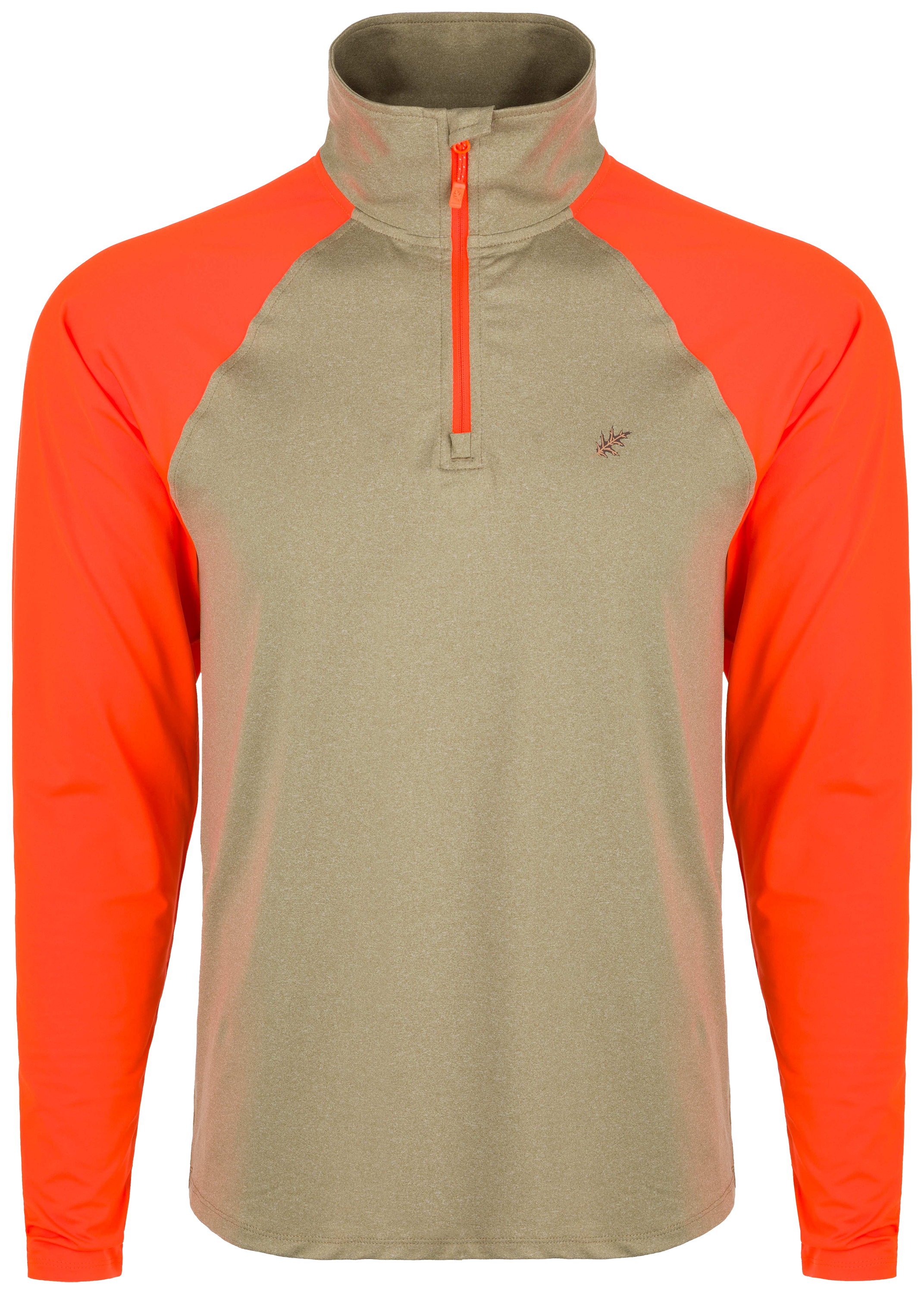 Image of McAlister EST 1/4-Zip Performance Upland Shirt for Men - Blaze Orange/Khaki - S