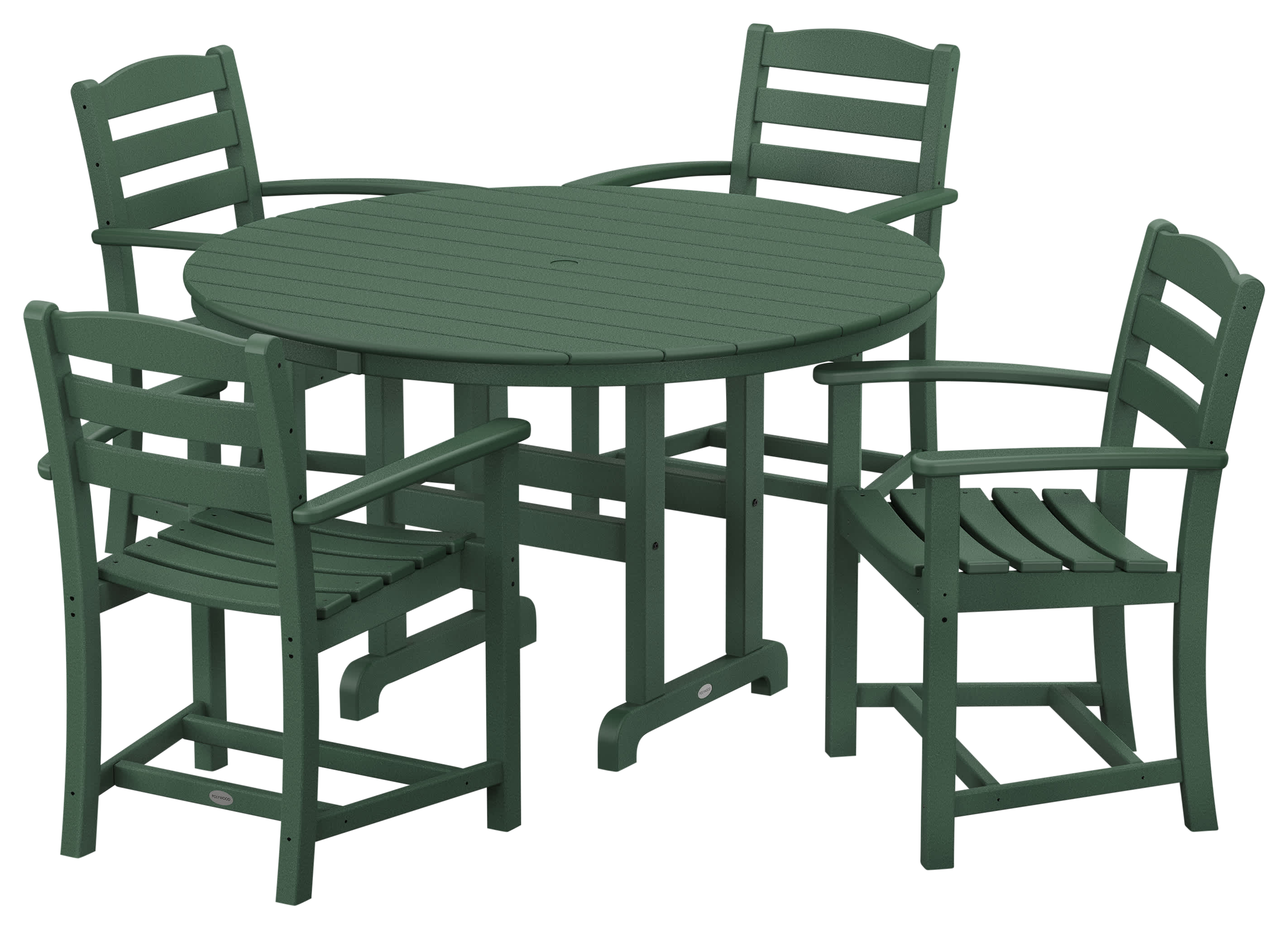 Image of POLYWOOD La Casa Cafe 5-Piece Round Farmhouse Dining Set - Green