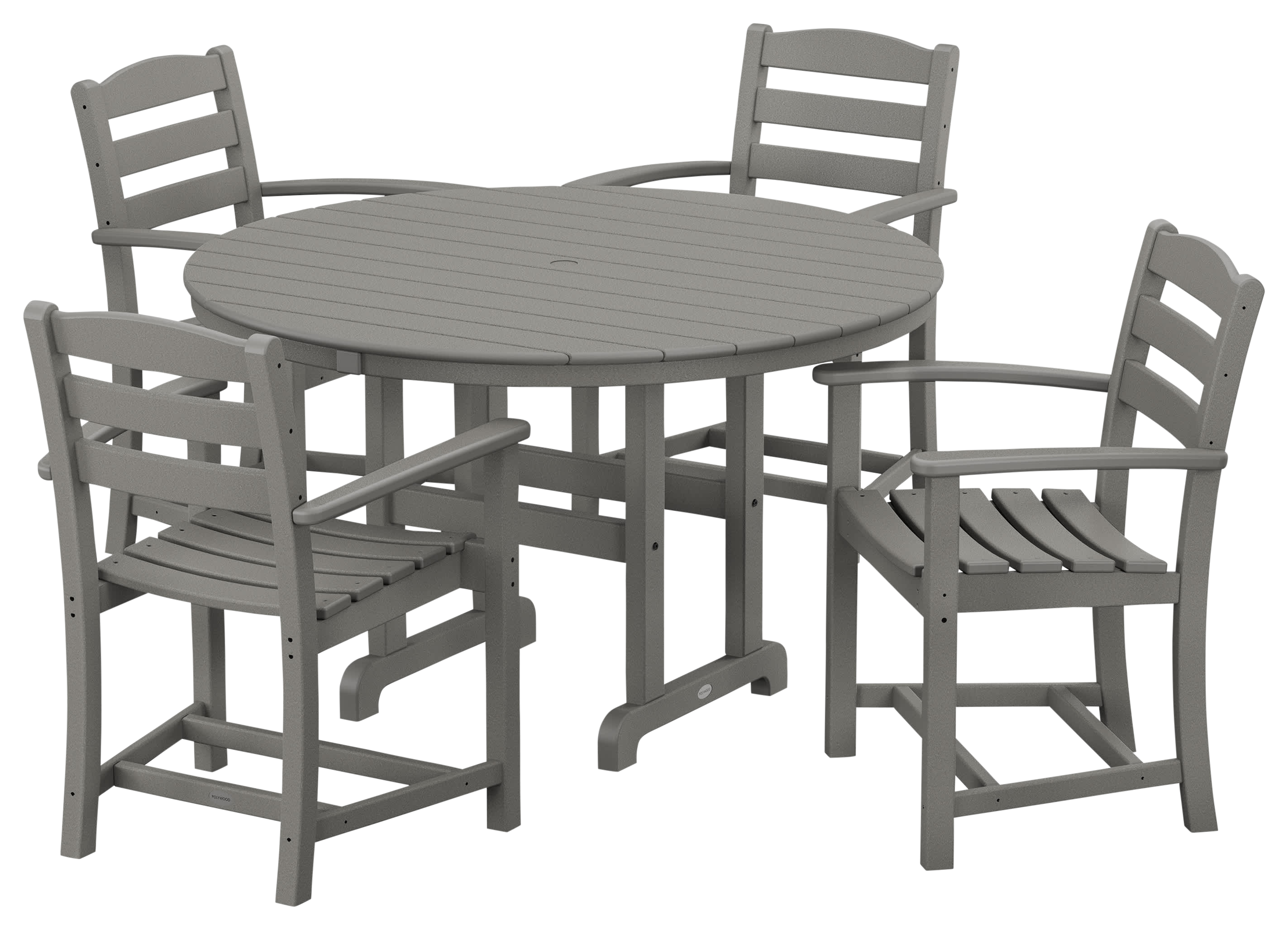 Image of POLYWOOD La Casa Cafe 5-Piece Round Farmhouse Dining Set - Slate Grey