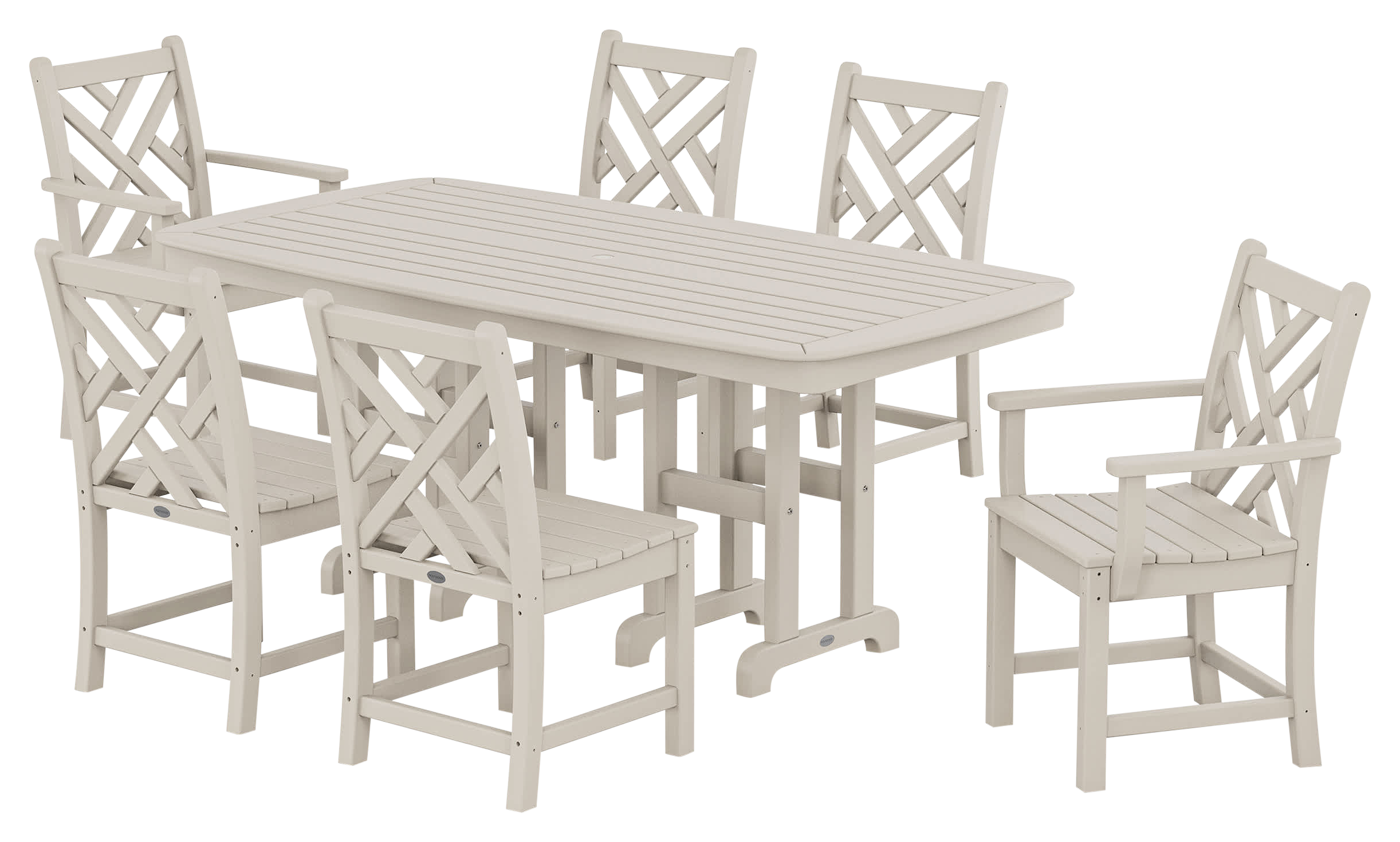 Image of POLYWOOD Chippendale 7-Piece Dining Set - Sand