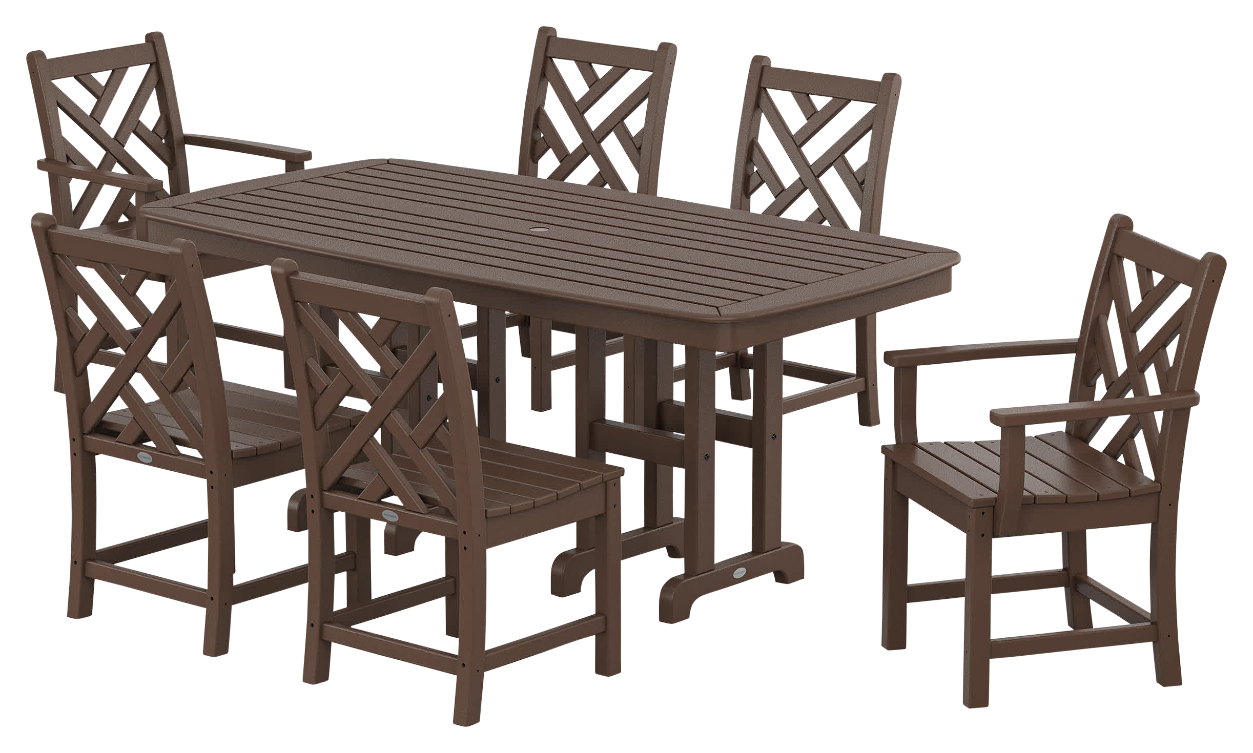 Image of POLYWOOD Chippendale 7-Piece Dining Set - Mahogany
