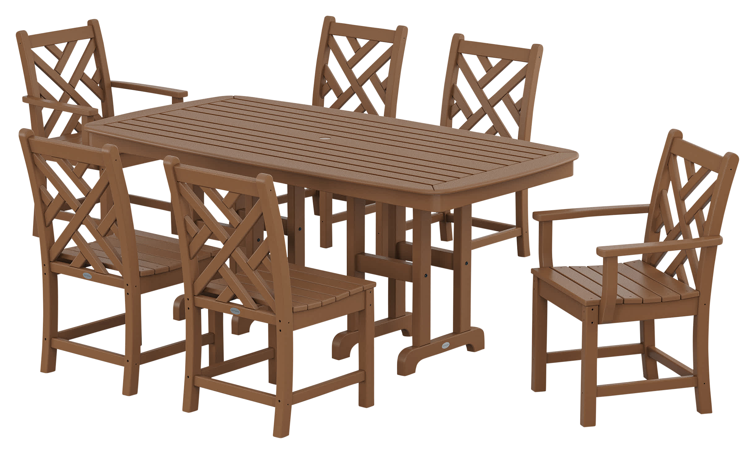 Image of POLYWOOD Chippendale 7-Piece Dining Set - Teak