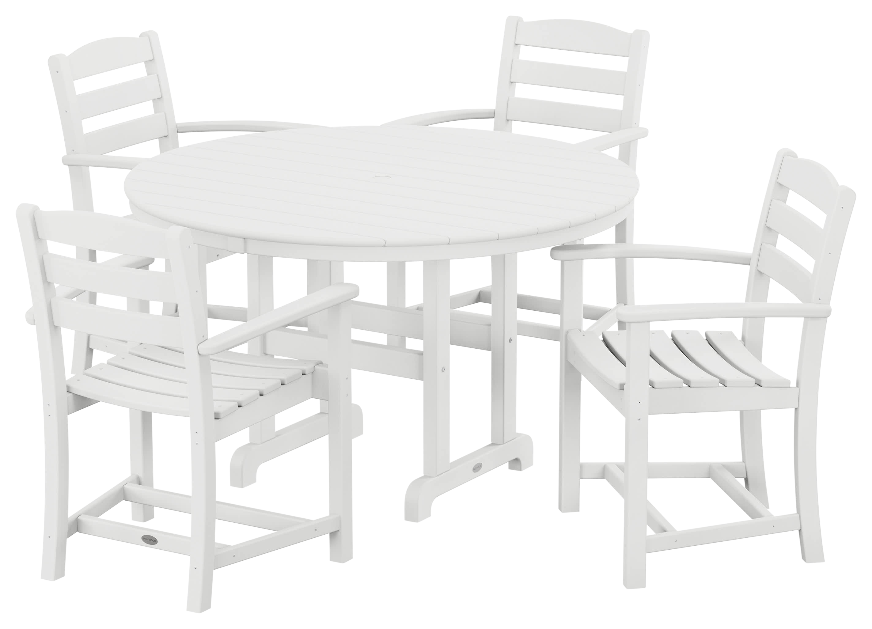 Image of POLYWOOD La Casa Cafe 5-Piece Round Farmhouse Dining Set - White