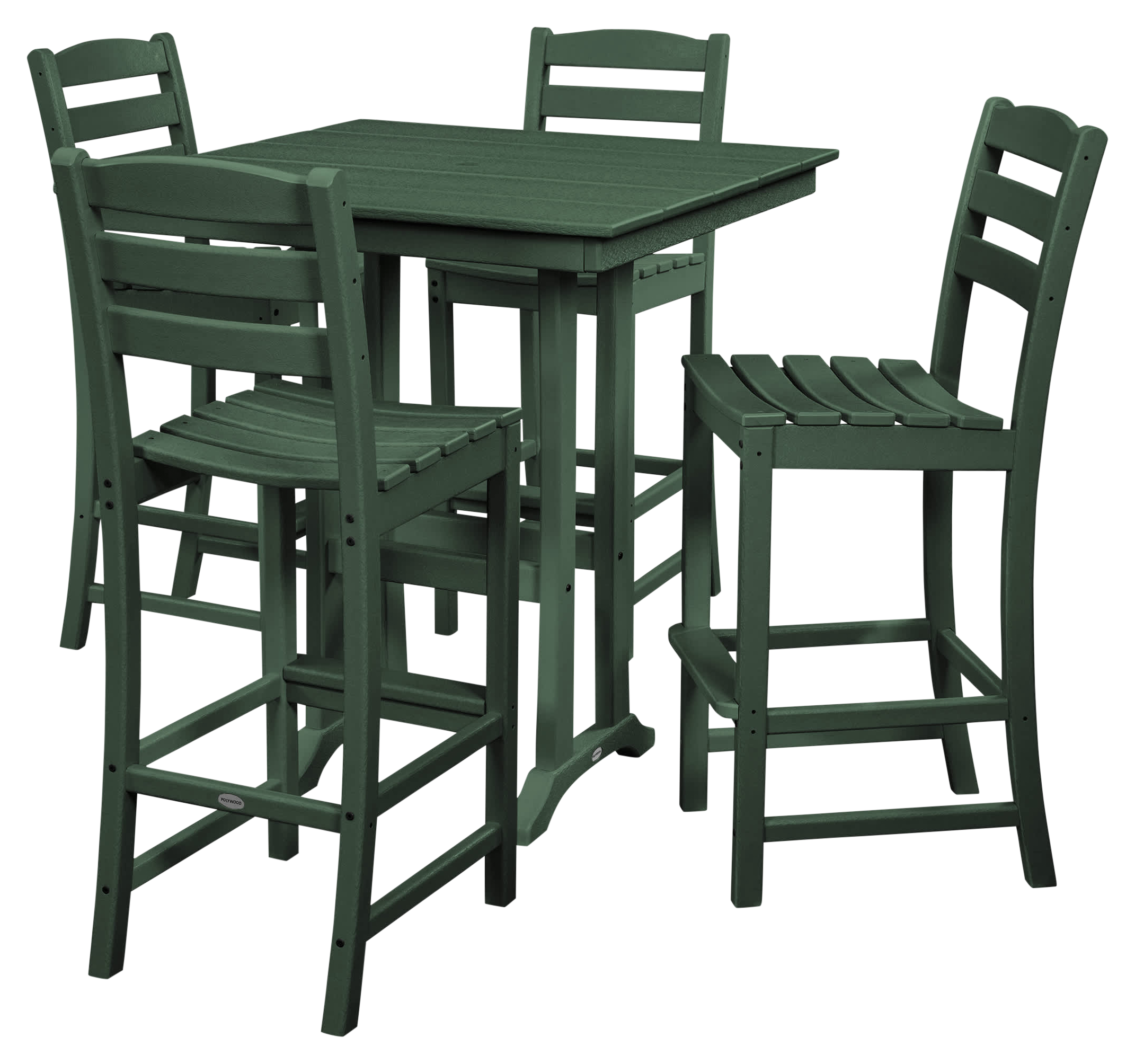 Image of POLYWOOD La Casa Cafe 5-Piece Farmhouse Trestle Bar Set - Green