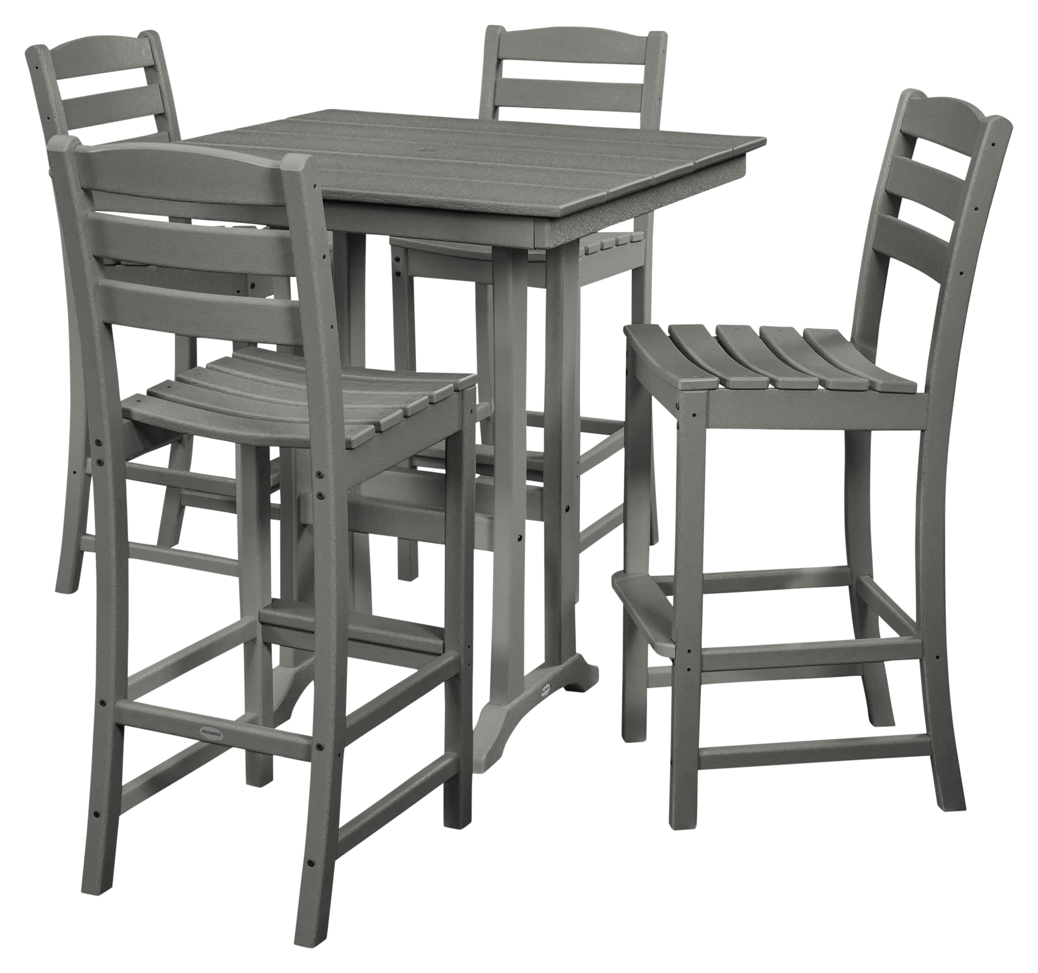 Image of POLYWOOD La Casa Cafe 5-Piece Farmhouse Trestle Bar Set - Slate Grey