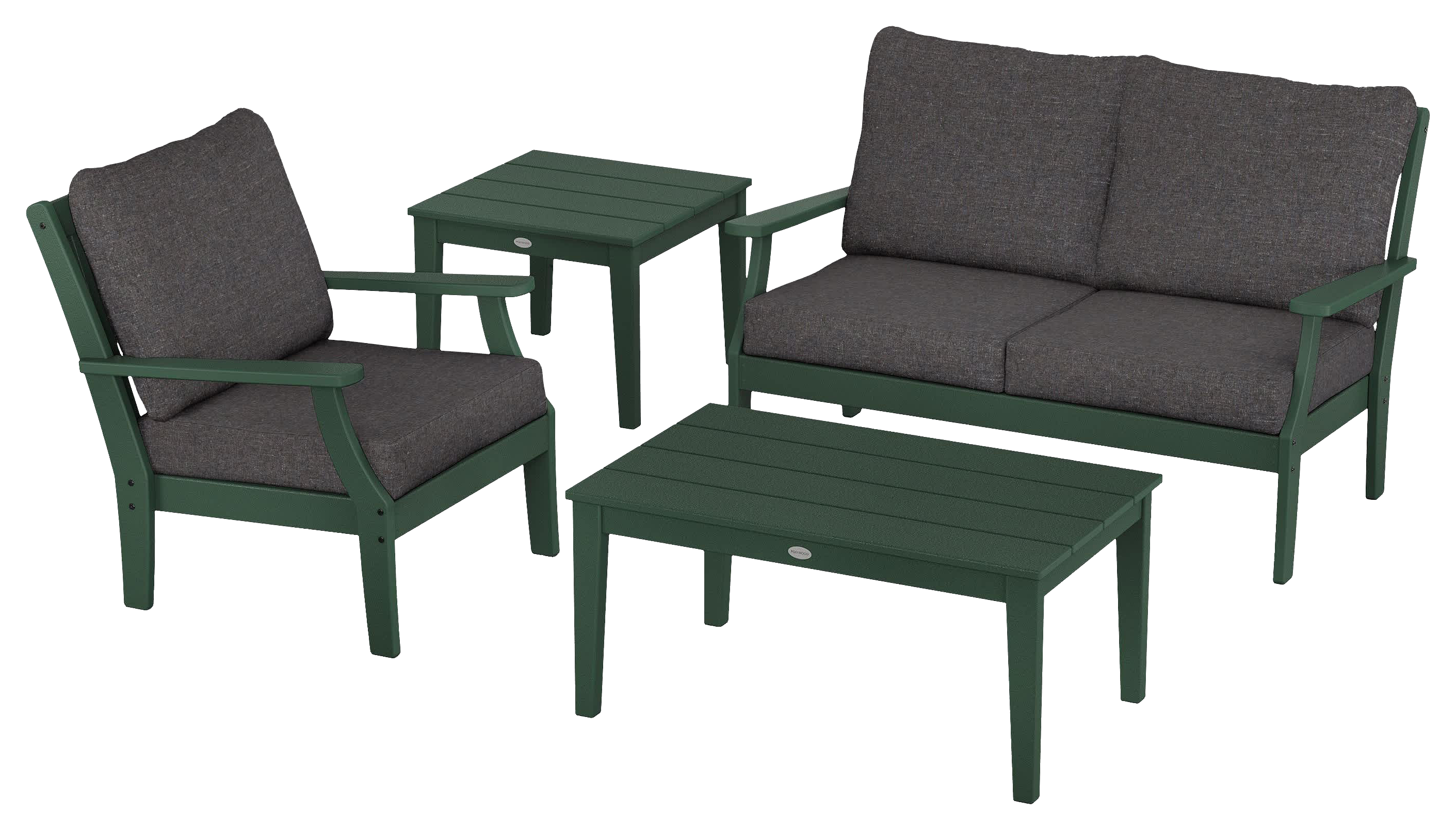 Image of POLYWOOD Braxton 4-Piece Deep-Seating Patio Set - Green/Ash Charcoal