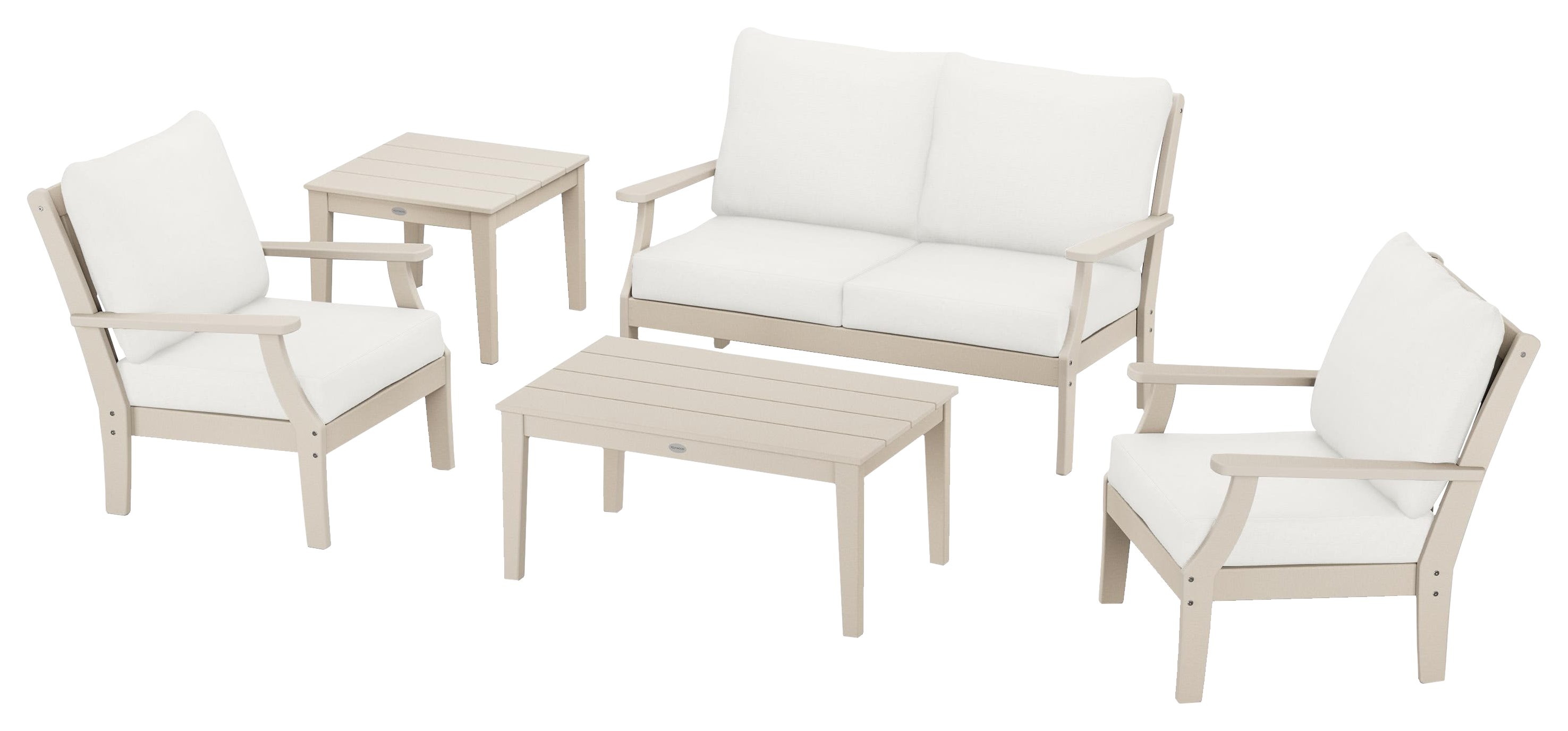 Image of POLYWOOD Braxton 5-Piece Deep-Seating Set - Sand/Natural Linen
