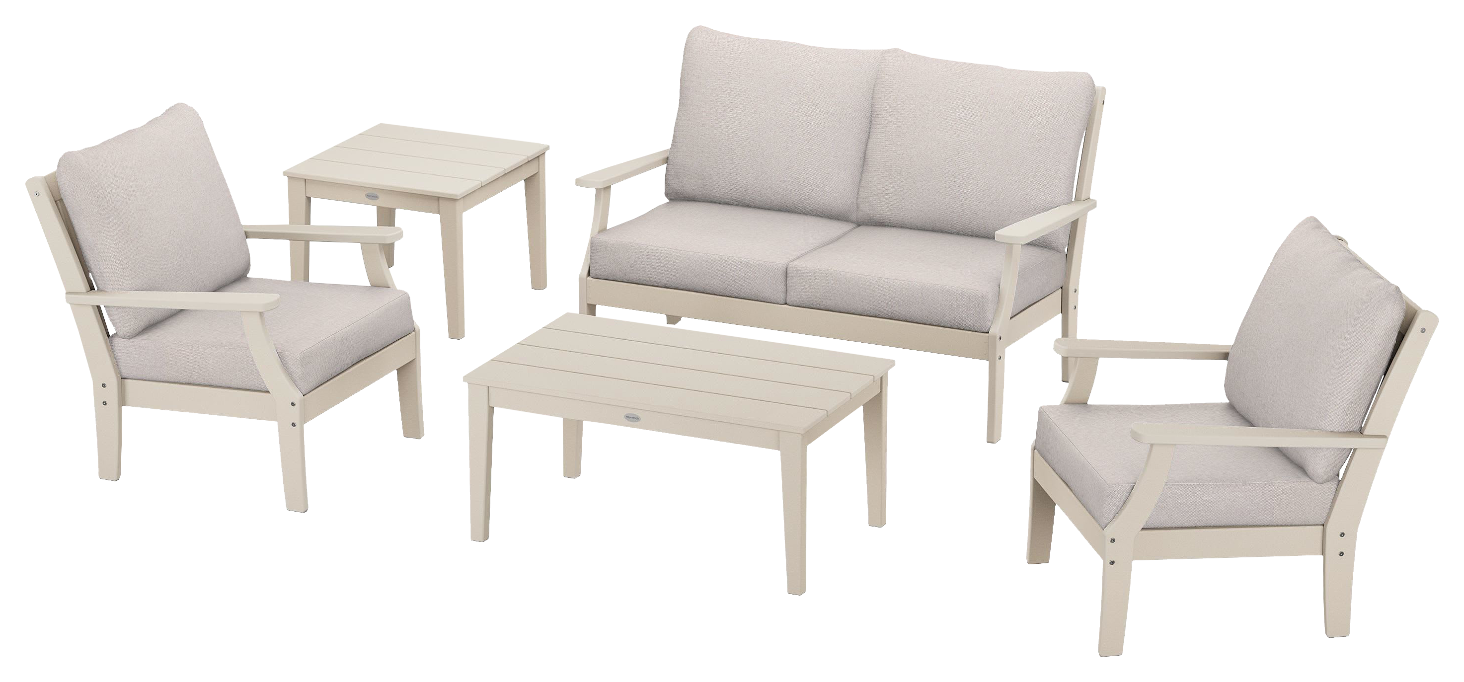 Image of POLYWOOD Braxton 5-Piece Deep-Seating Set - Sand/Dune Burlap