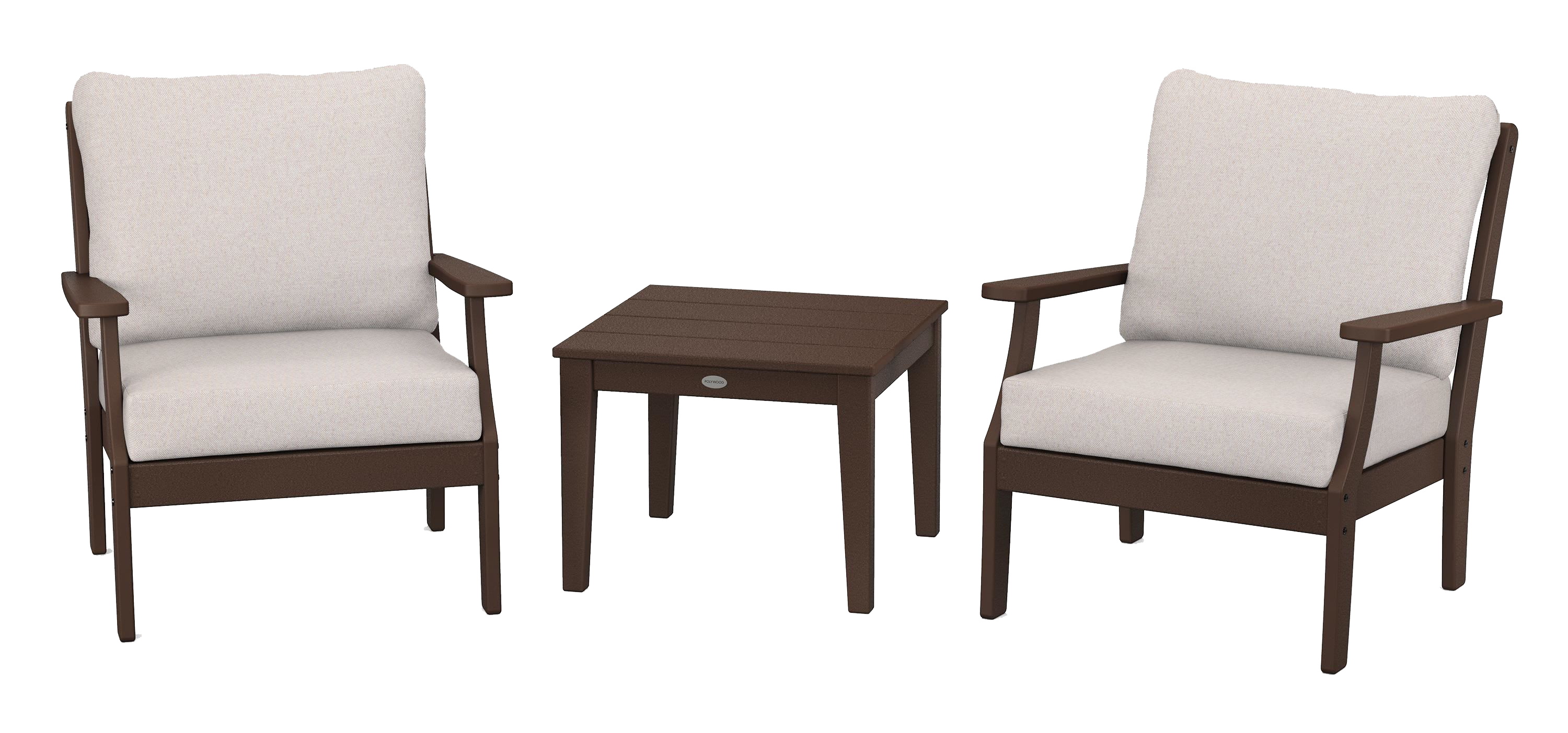 Image of POLYWOOD Braxton 3-Piece Deep-Seating Set - Mahogany/Dune Burlap