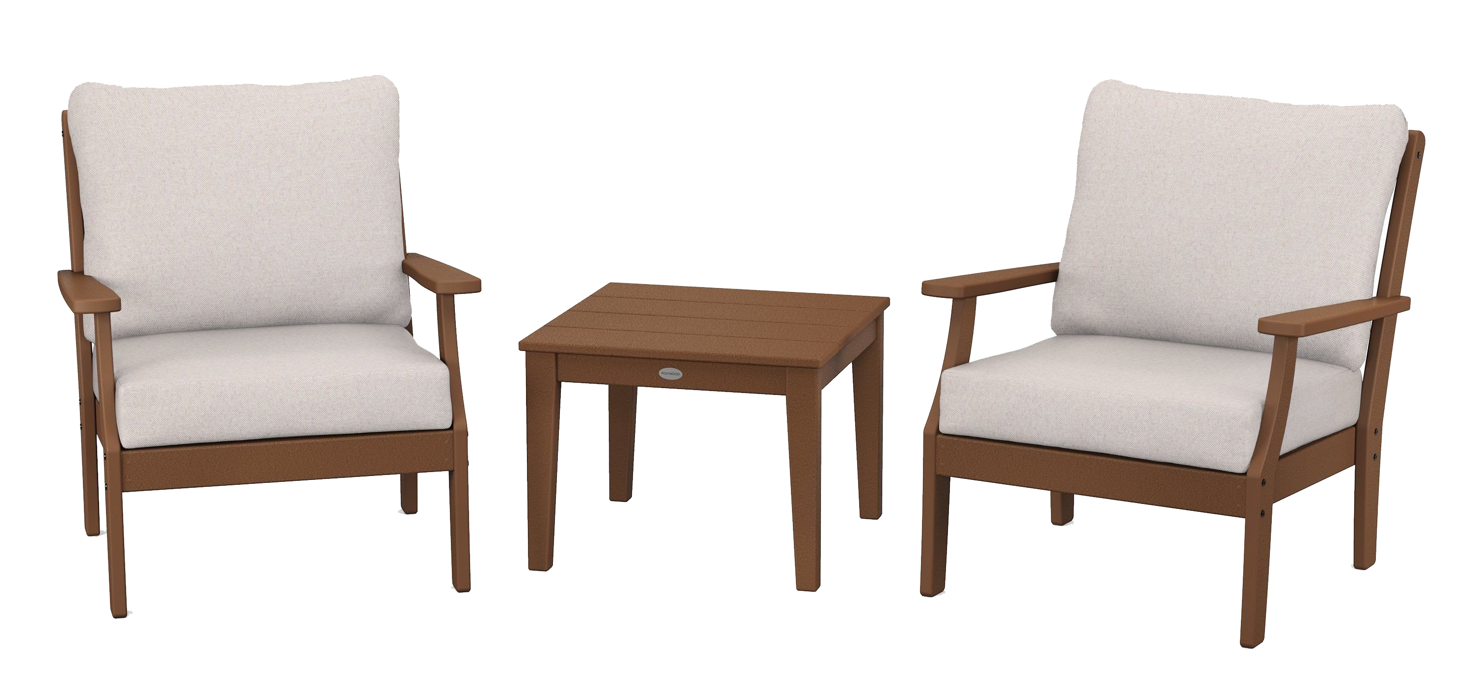 Image of POLYWOOD Braxton 3-Piece Deep-Seating Set - Teak/Dune Burlap