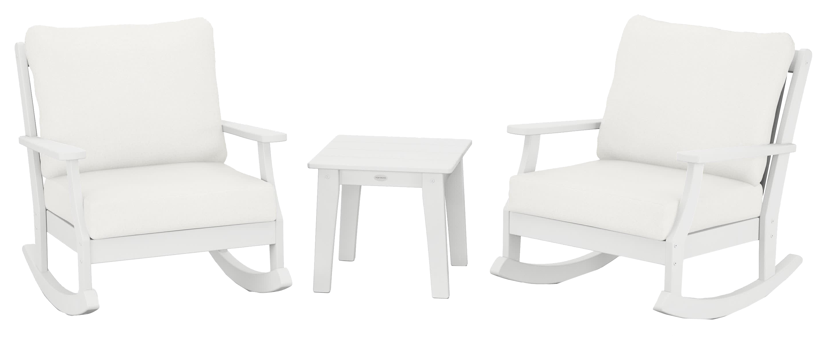 Image of POLYWOOD Braxton 3-Piece Deep-Seating Rocker Set - White/Natural Linen